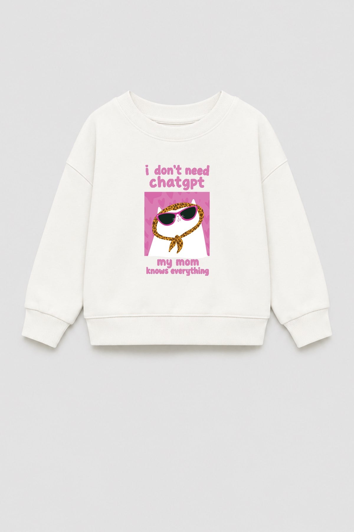 Erkek Çocuk 3 İplik Kumaş Kedi Baskılı Pamuklu Sweatshirt