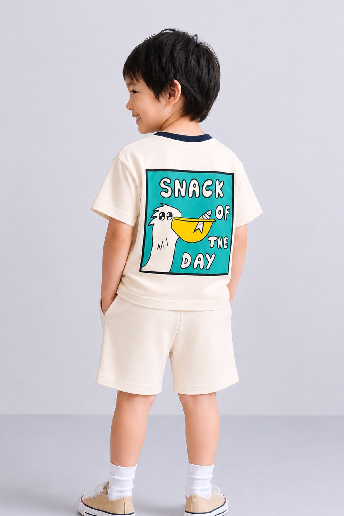 Erkek Çocuk Pamuklu Bisiklet Yaka Baskılı T-Shirt ve Şort Alt Üst Takım