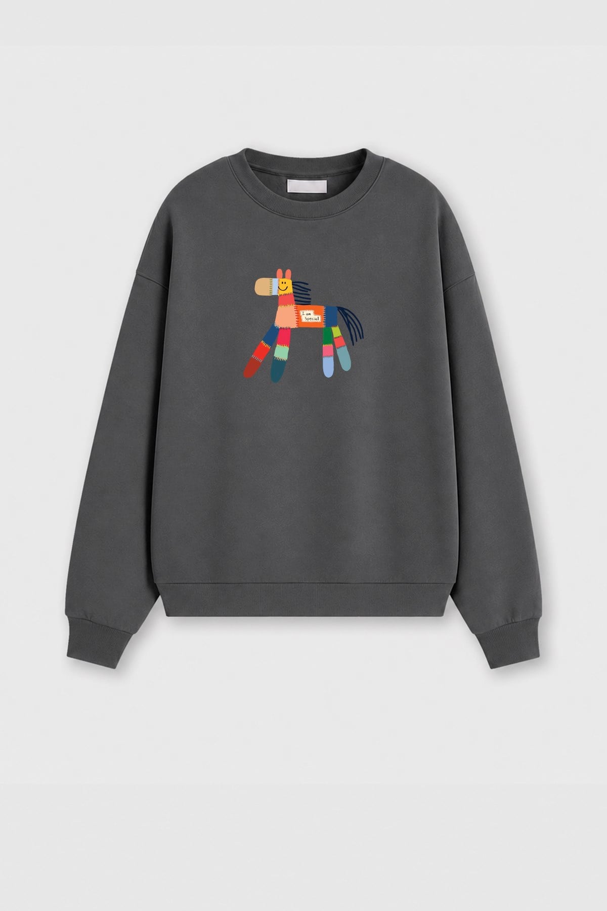Kadın Premium Kumaş 3 İplik Şardonlu At Baskılı Sweatshirt