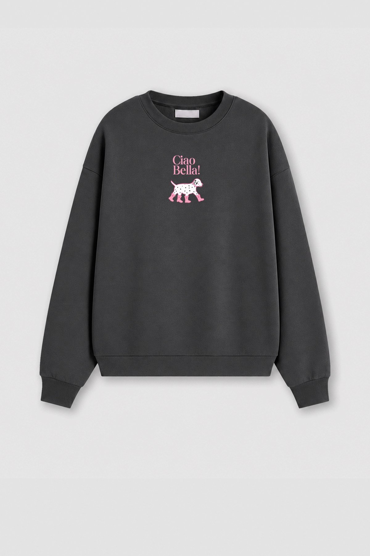 Kadın Premium Kumaş 3 İplik Şardonlu Köpek Baskılı Sweatshirt