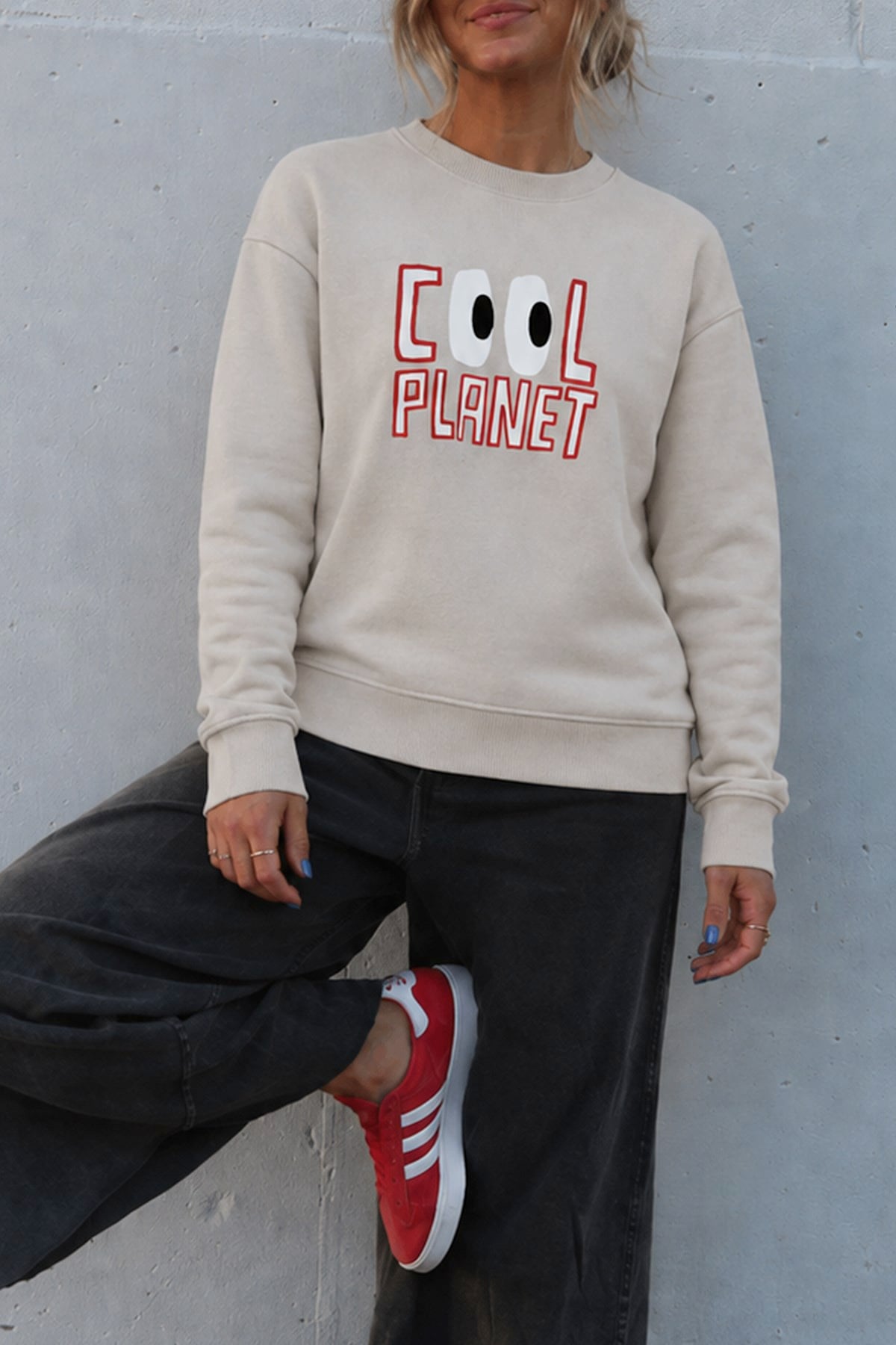 Kadın Premium Kumaş 3 İplik Şardonlu Slogan Baskılı Sweatshirt