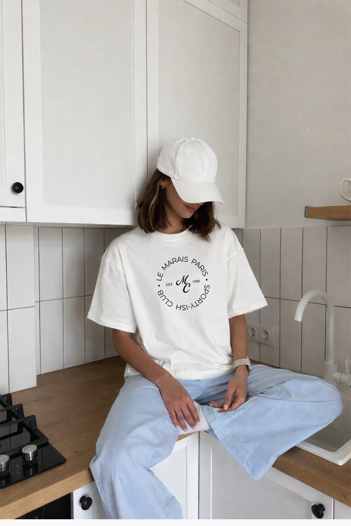 Kadın Premium Kumaş Baskılı Oversize T-Shirt