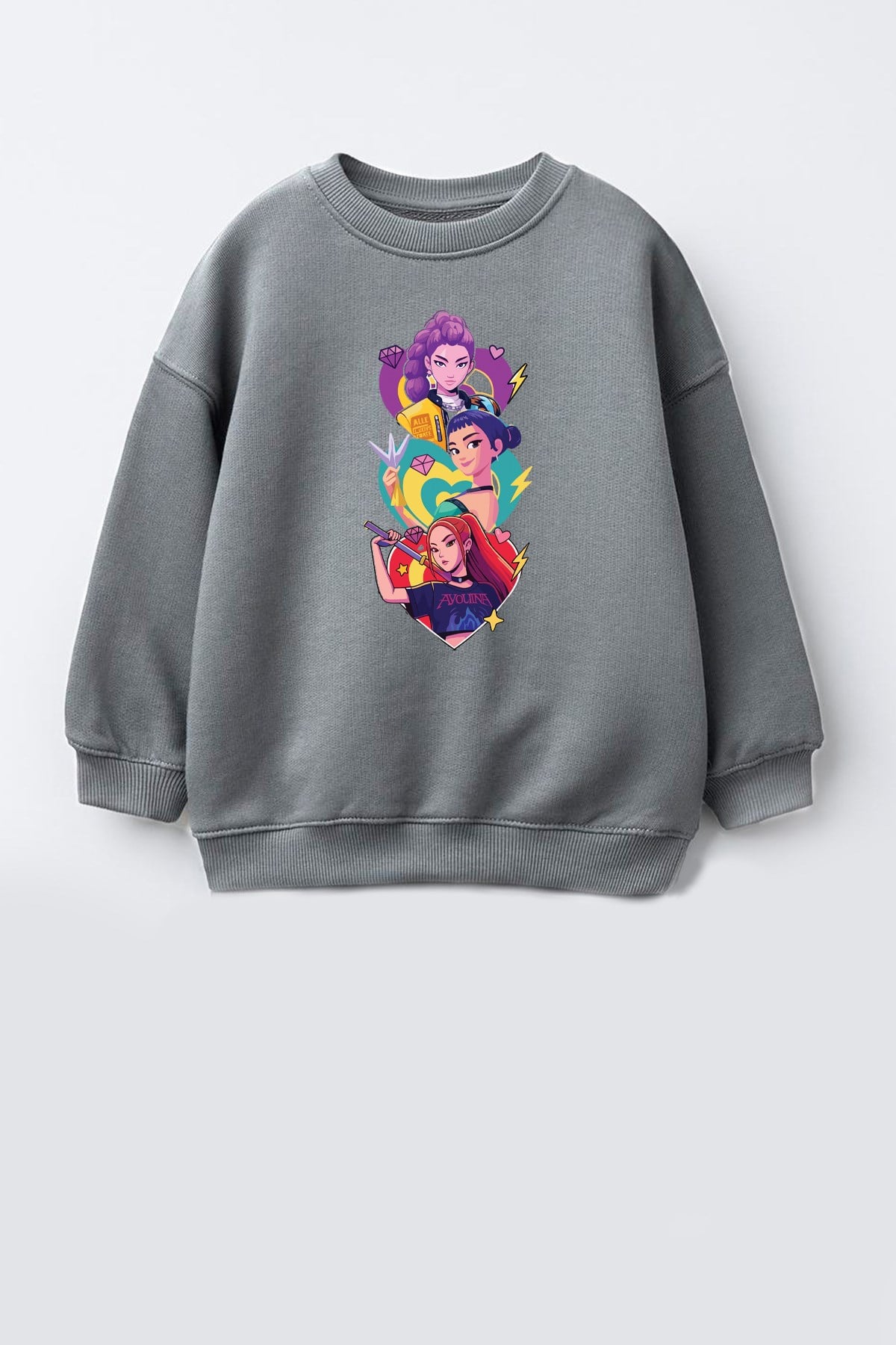 Kız Çocuk 3 İplik Kumaş Pamuklu Baskılı Sweatshirt