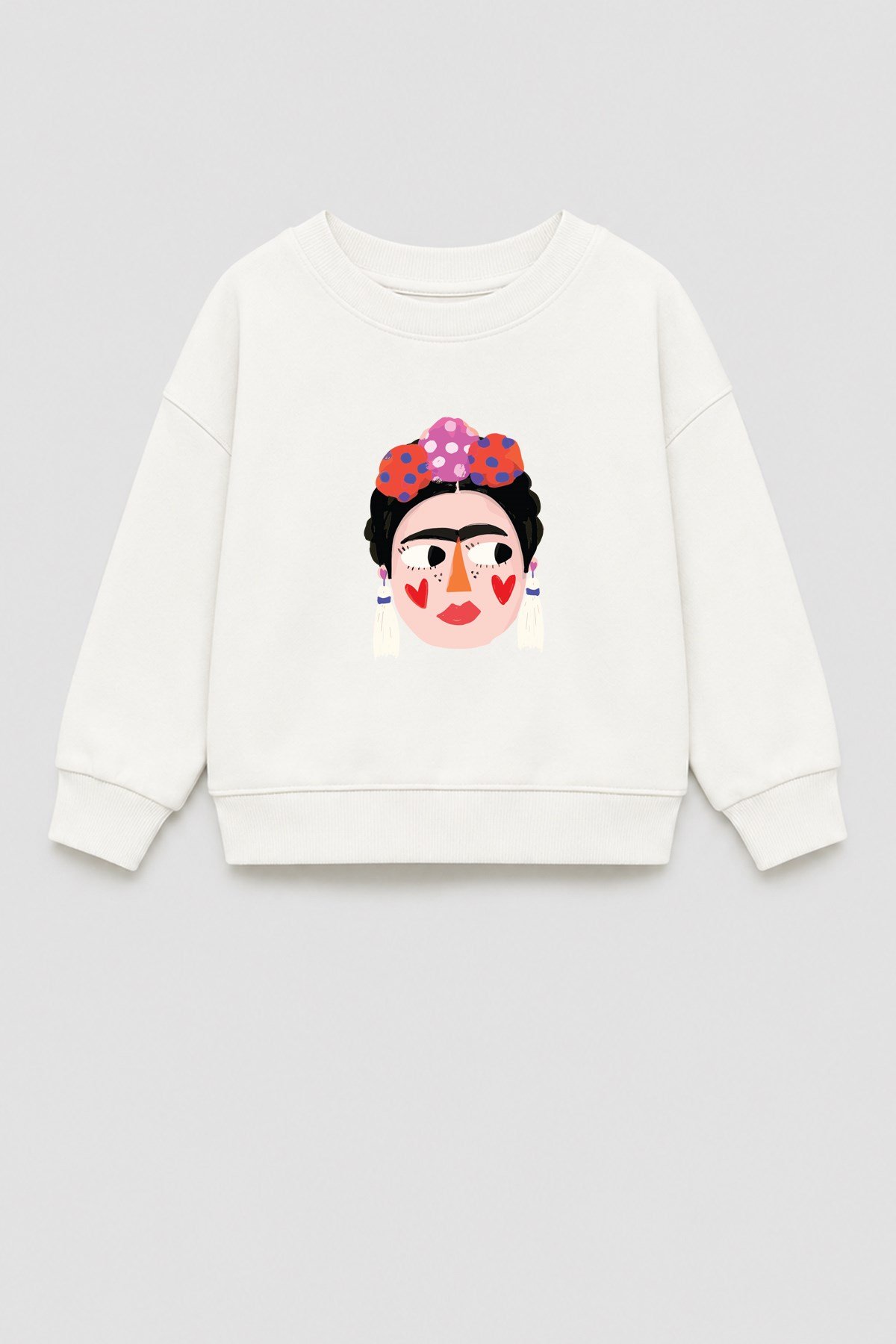 Kız Çocuk 3 İplik Kumaş Pamuklu Frida Baskılı Sweatshirt