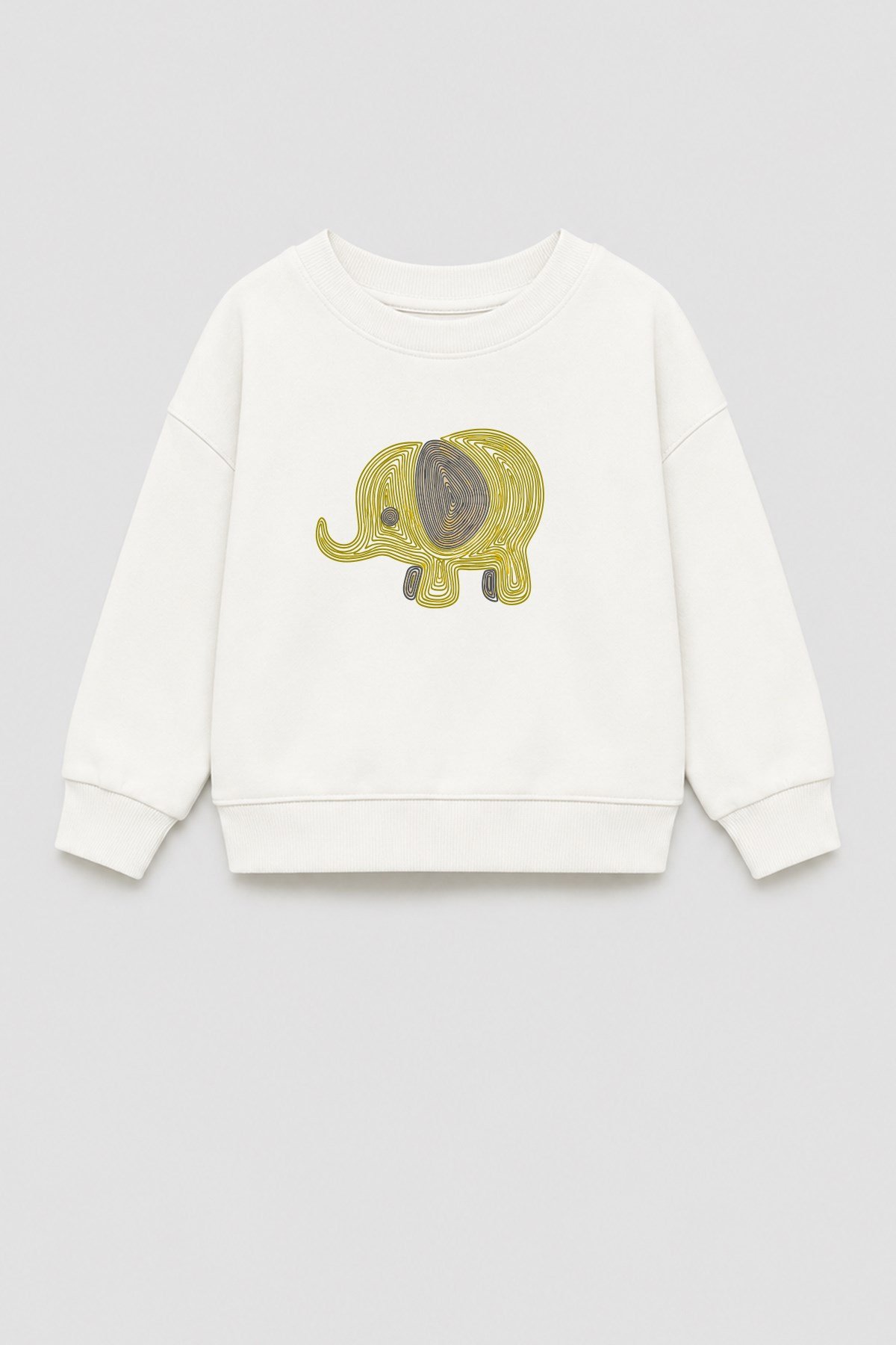 Unisex Çocuk 3 İplik Kumaş  Pamuklu Fil Baskılı Sweatshirt