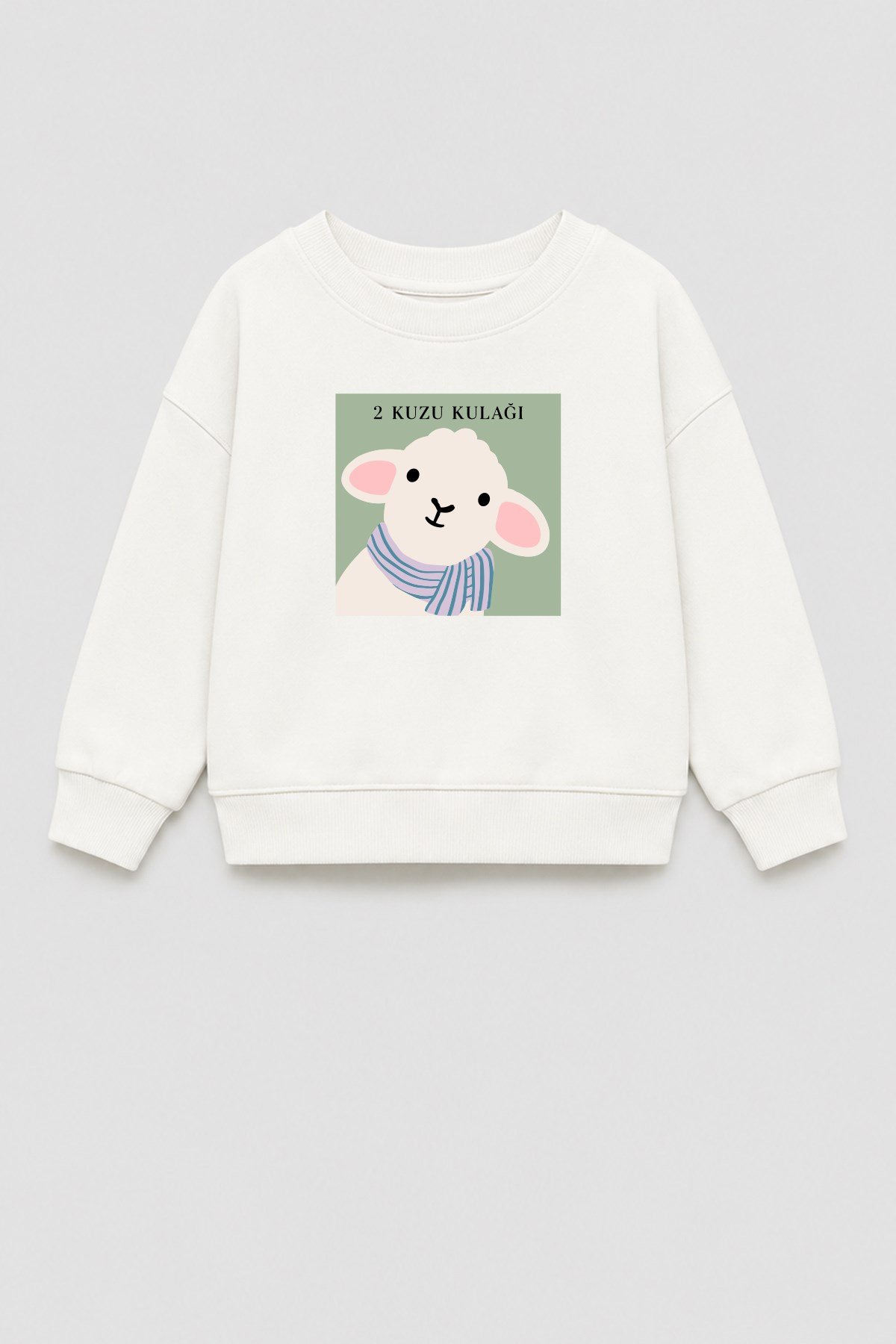 Unisex Çocuk 3 İplik Kumaş Pamuklu Kuzu Kulağı Baskılı Sweatshirt