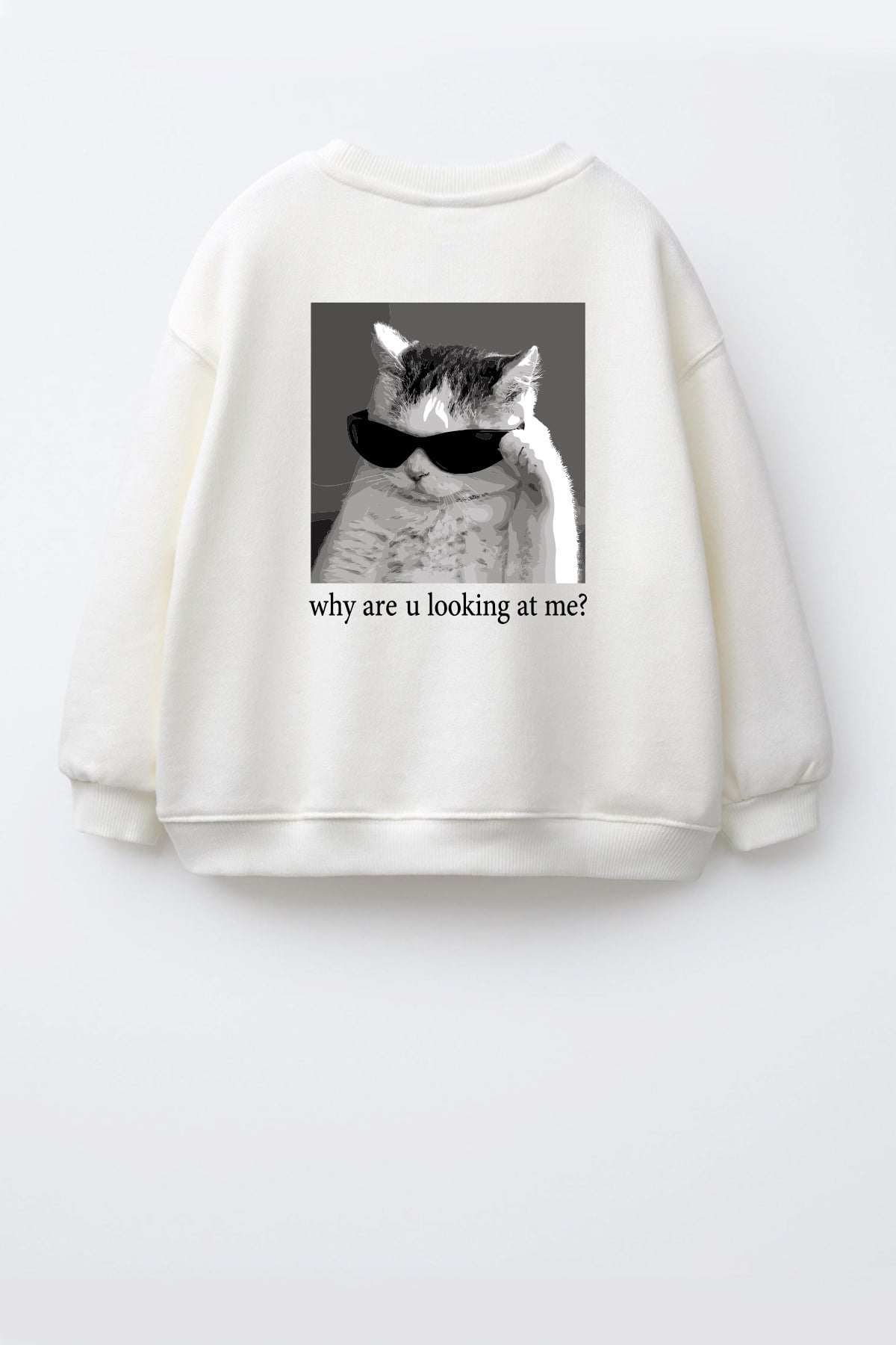 Unisex Çocuk 3 İplik Kumaş  Pamuklu Sırt Baskılı Sweatshirt