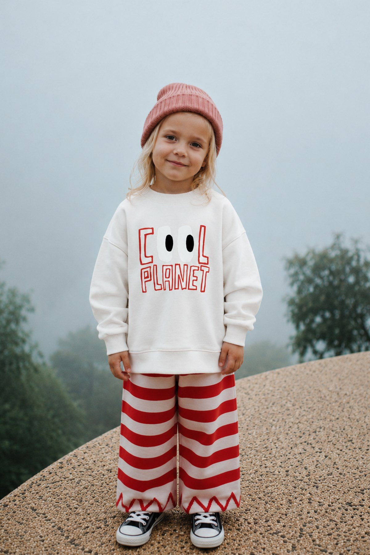Unisex Çocuk 3 İplik Kumaş Slogan Baskılı Pamuklu Sweatshirt
