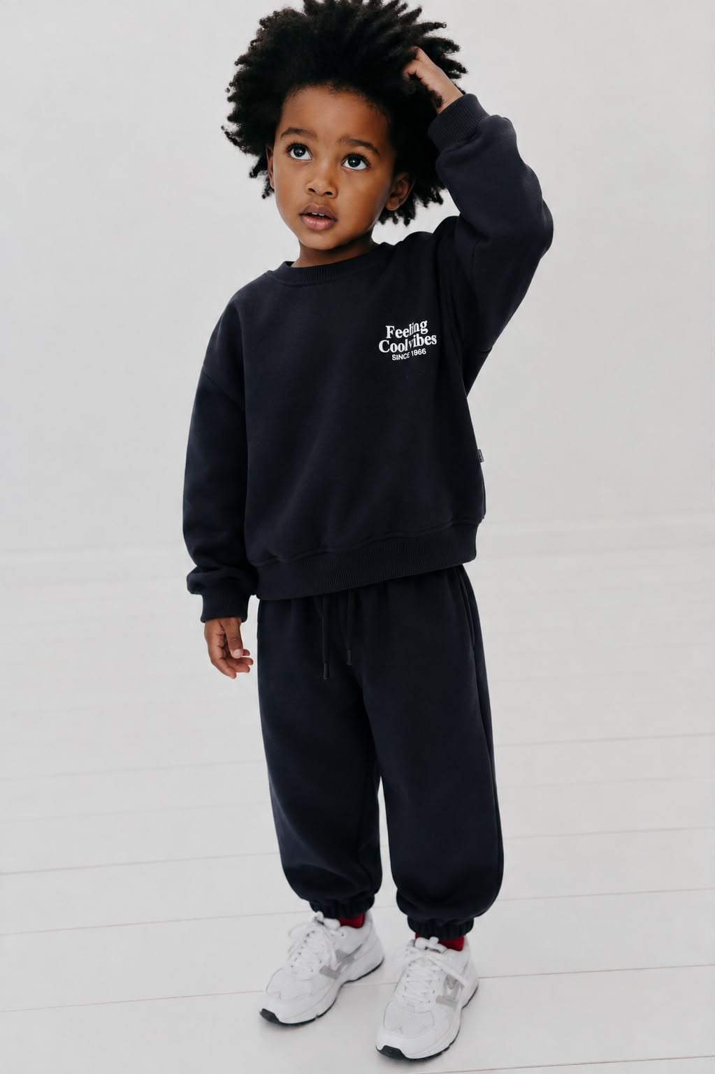 Unisex Çocuk Basic Yazı Detaylı 3 İplik Kumaş Eşofman Takım