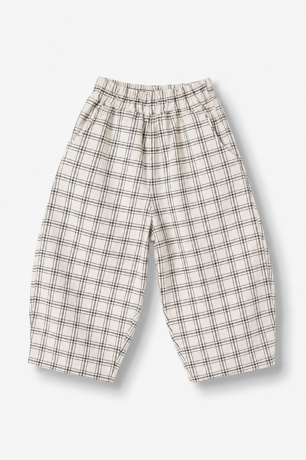 Unisex Çocuk Kareli Beli Lastikli Balon Pantolon