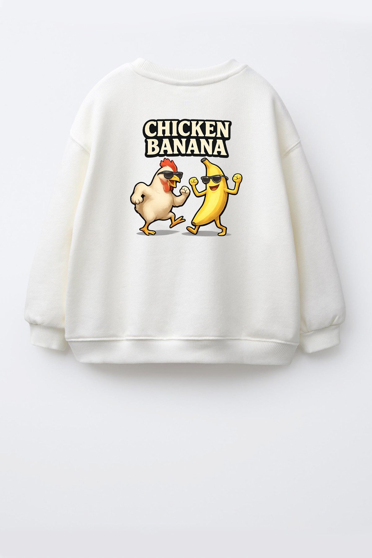 Unisex Çocuk Sırtı Baskılı 3 İplik Kumaş Pamuklu Sweatshirt
