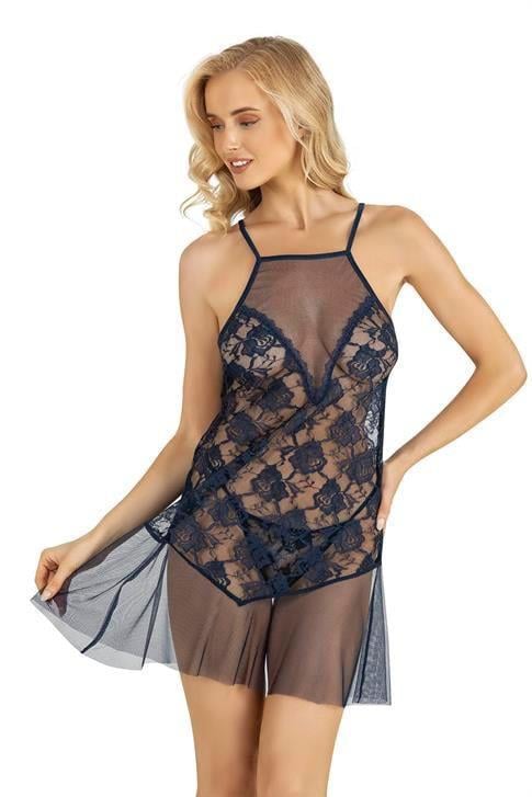 Aria's Closet Lacivert Kısa Tül Gecelik 4227