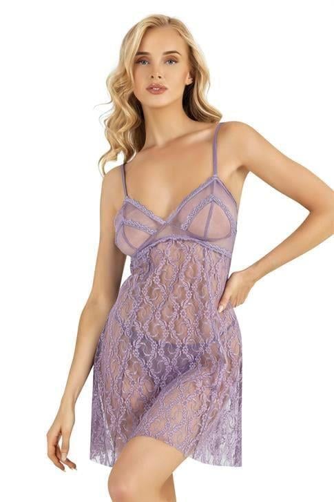 Aria's Closet Lila Kısa Tül Gecelik 4222