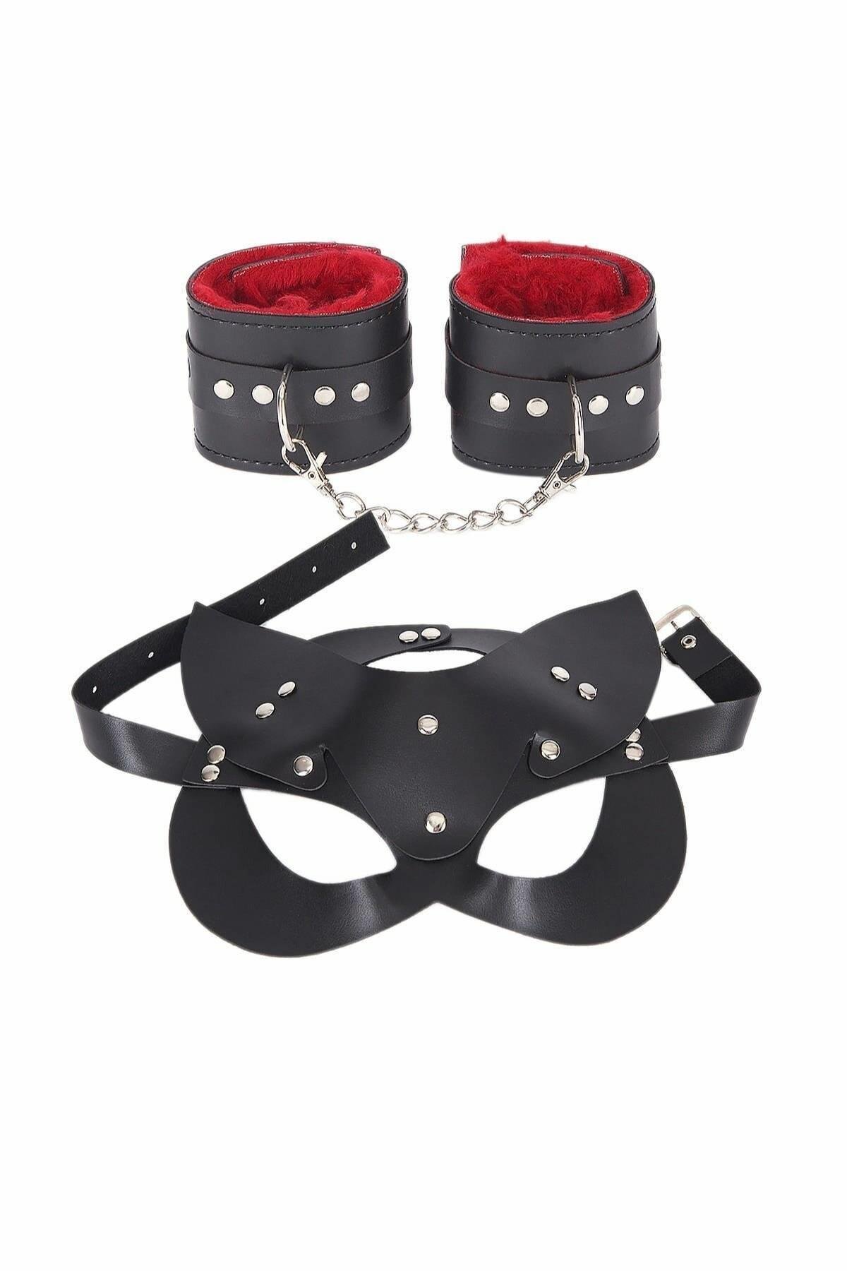 Aria's Closet Maske Ve Kelepçe Deri Harness Fantezi Set