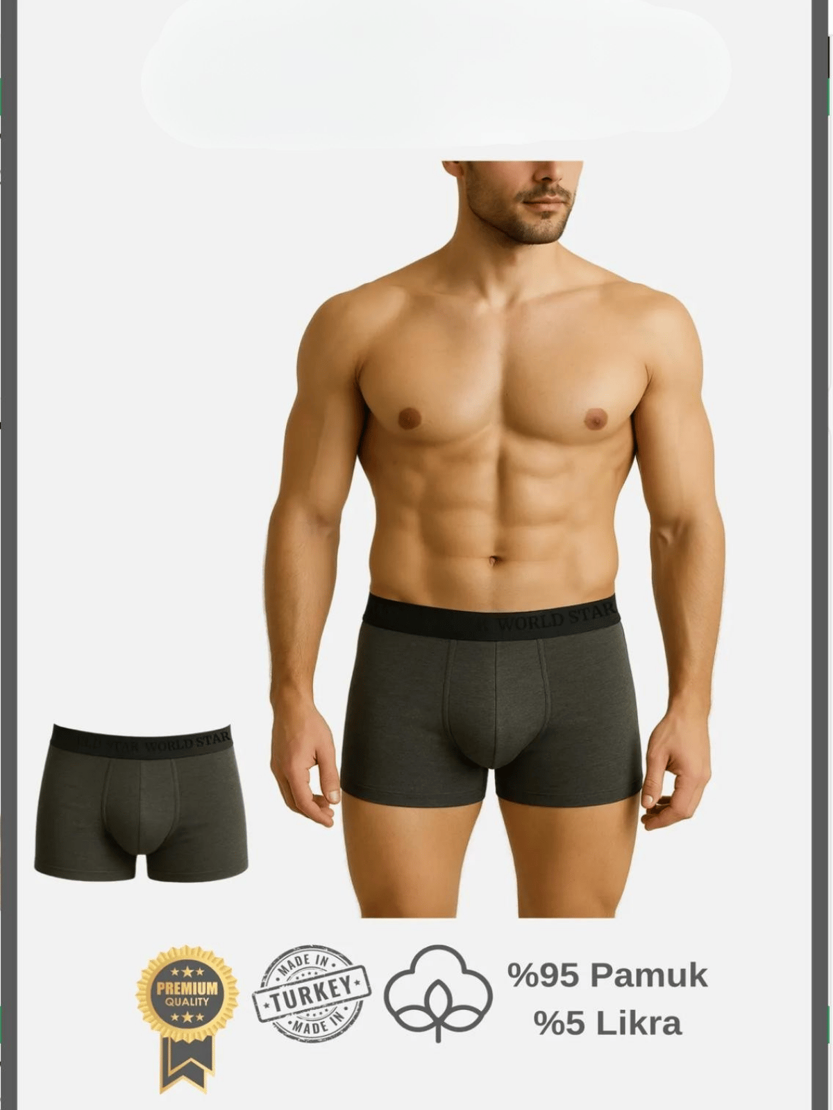 Aria's Closet Pamuklu Düz Antrasit Renk Erkek Boxer