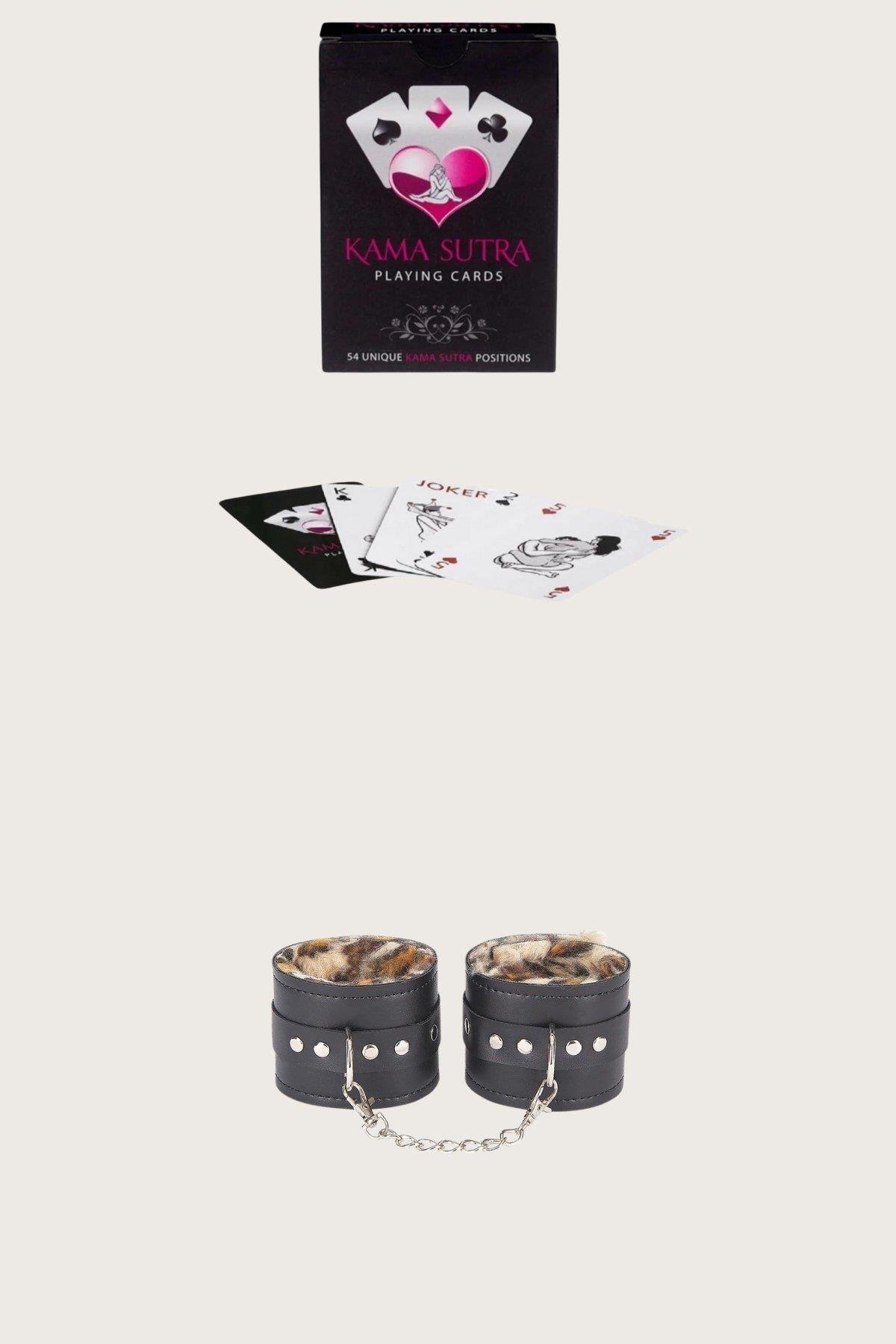 Aria's Closet Sexy Görselli Oyun Kartı Kama Sutra Leopar Kelepçe Set