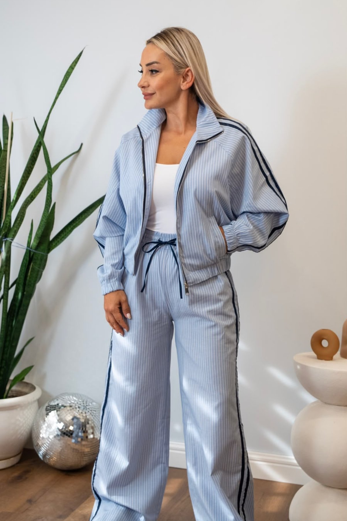 Şerit Detaylı Ceket Pantolon Alt Üst Takım 