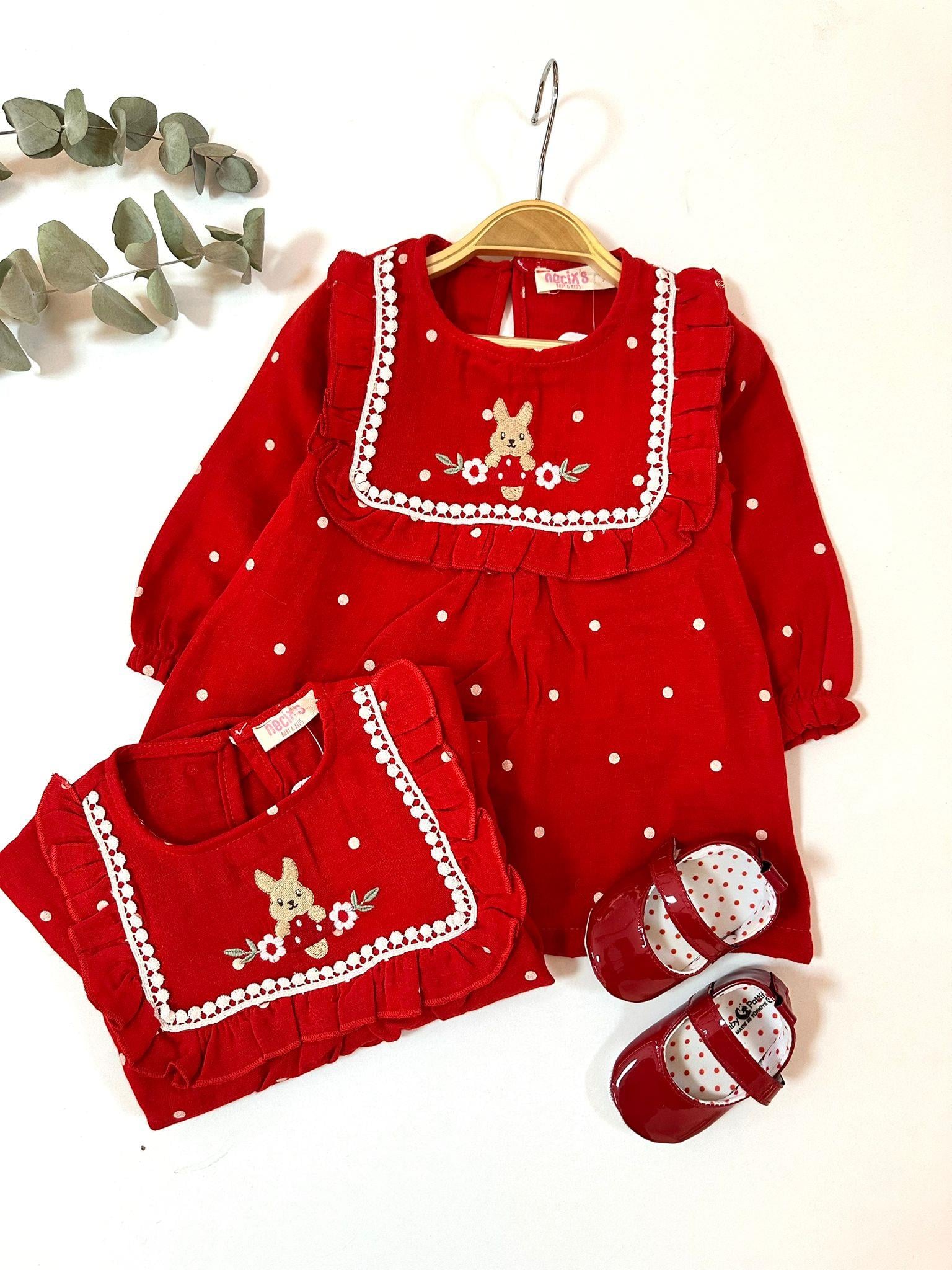 YAKA DETAYLI KIZ BEBEK ELBİSE