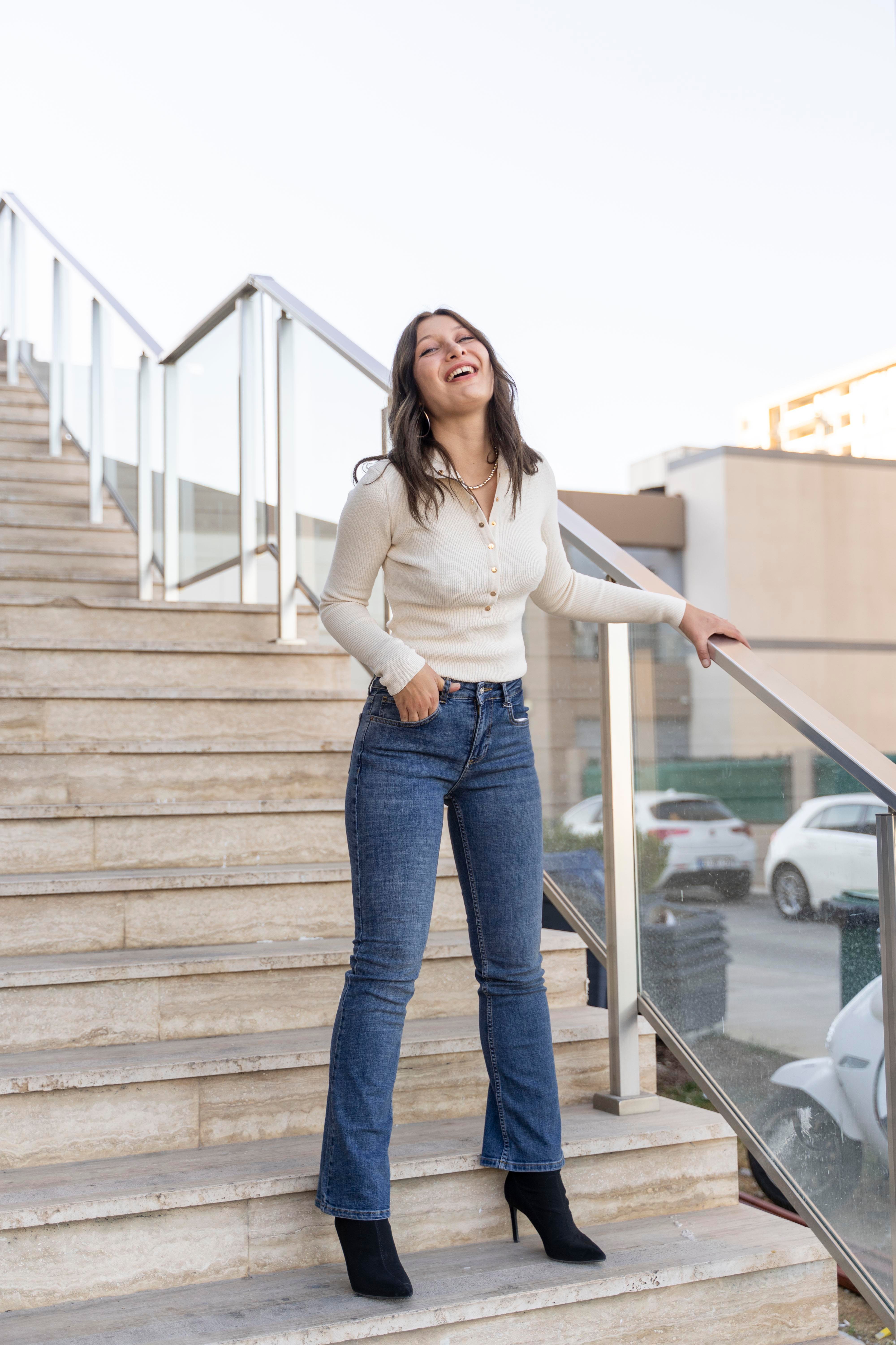 Lacivert Flare Jean