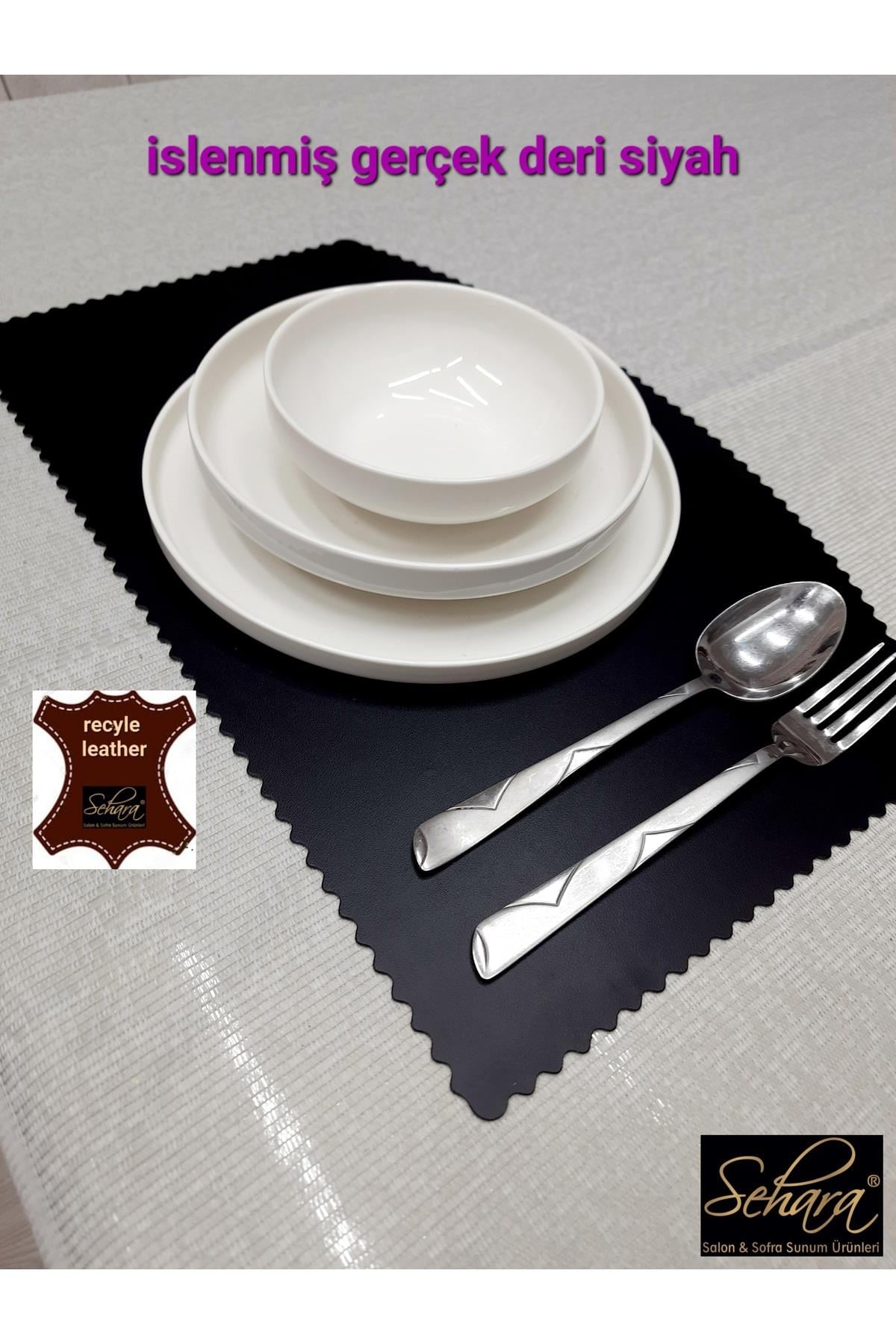 3 ADET/ZİGON SEHPA ÖRTÜSÜ(SERVİS)/33CM YUVARLAK/KADİFE/ÜZERİ DERİ İŞLEMELİ/