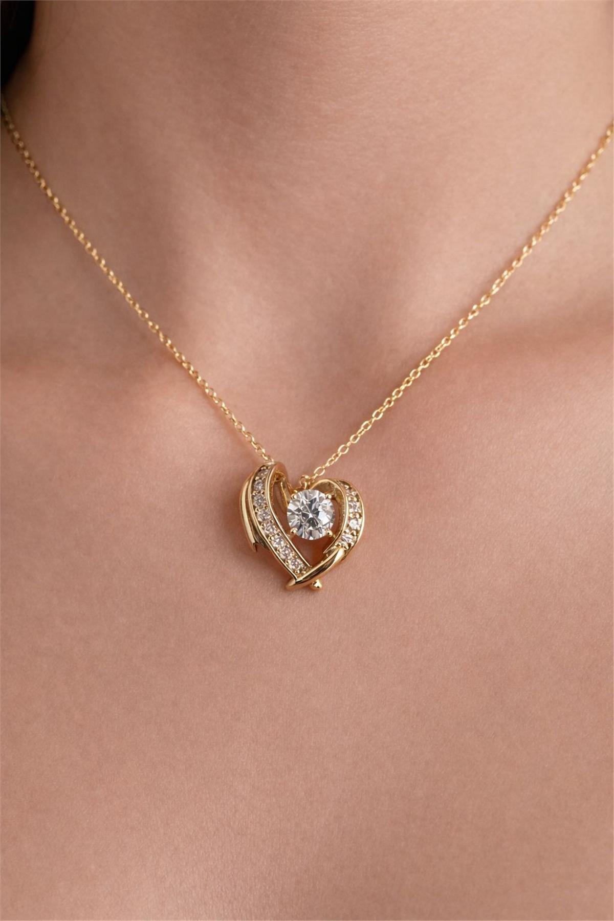 14 Ayar Altın Kaplama İtal Gold Zirkon Taş Kapl Model Kolye Uçu 