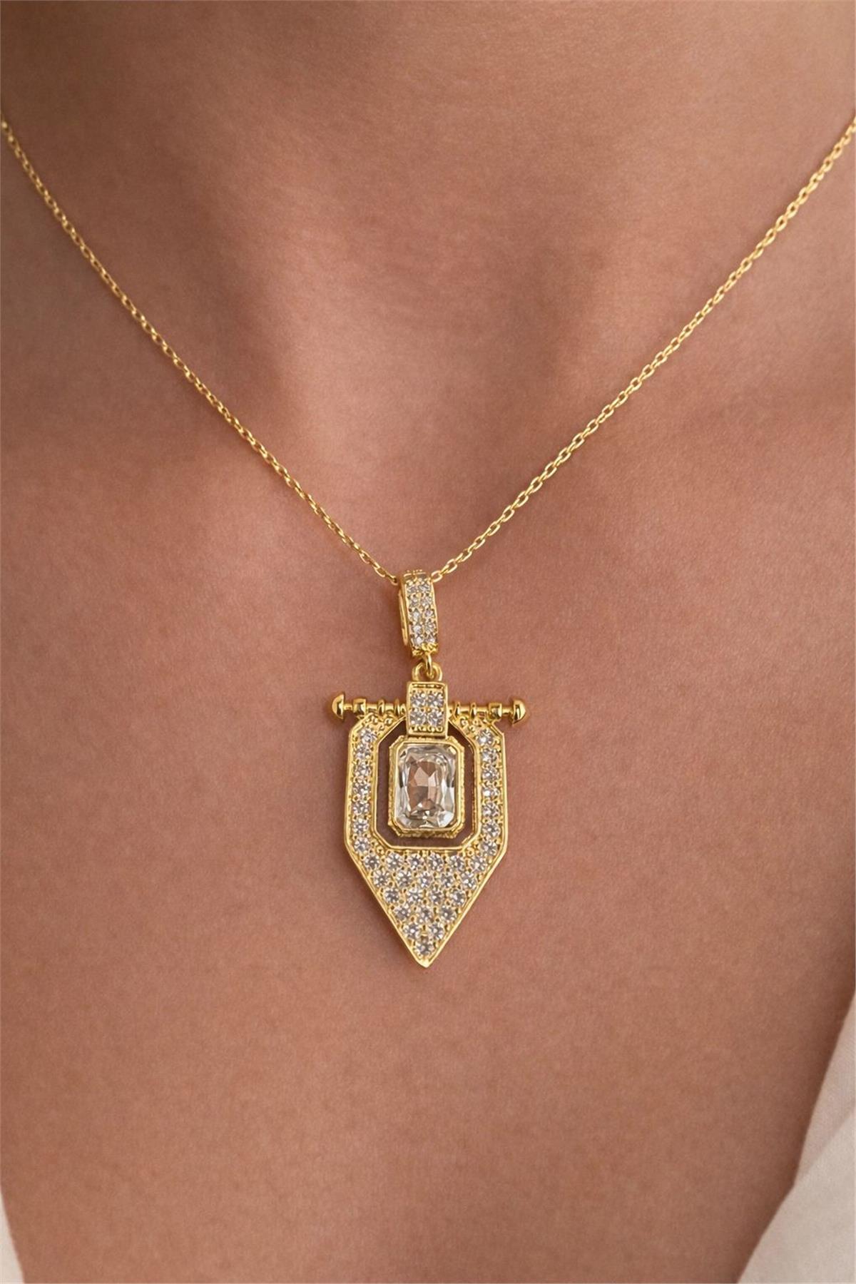 14 Ayar Altın Kaplama İtal Gold Zirkon Taş Para Aşk Kolye Uçu 