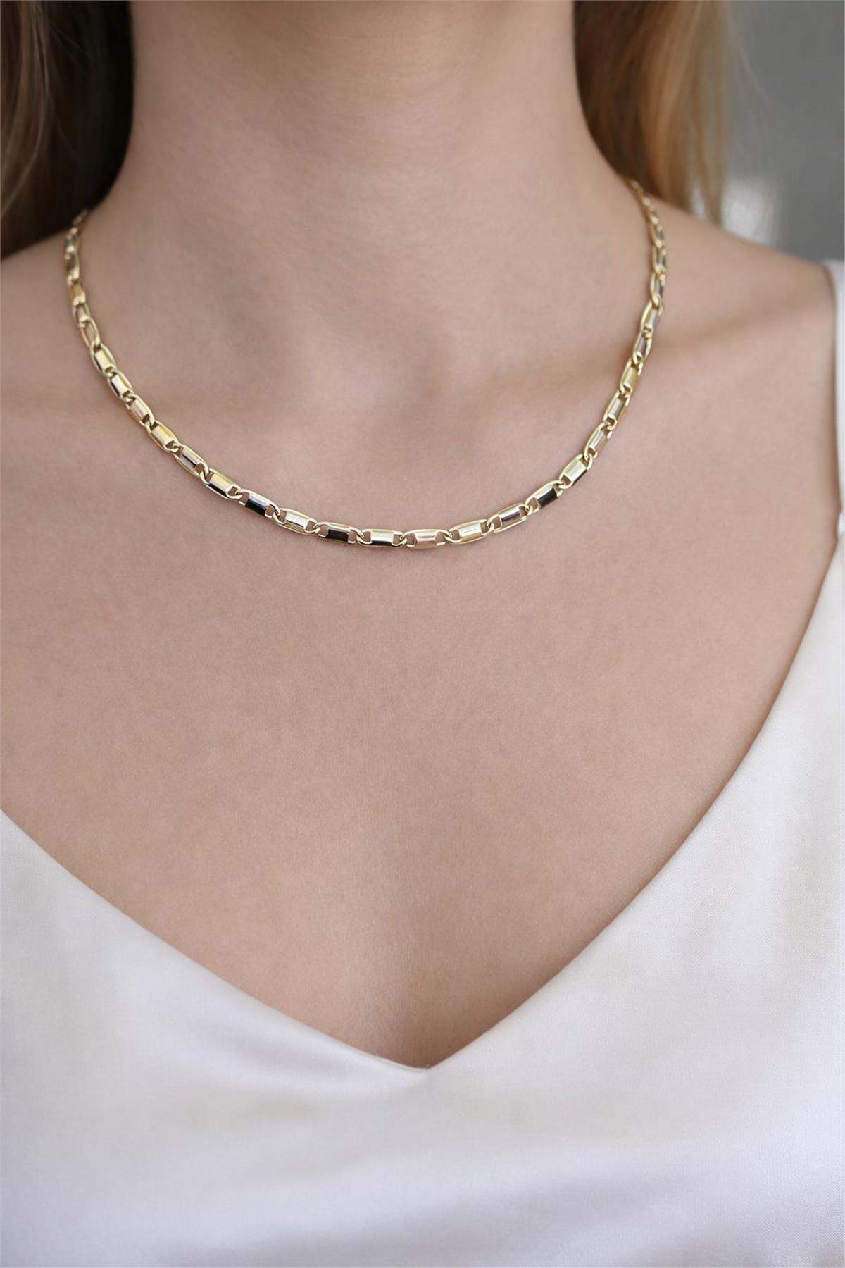 14 Ayar Gold 50 Cm Asil Lükz Zincir Model Kolye 