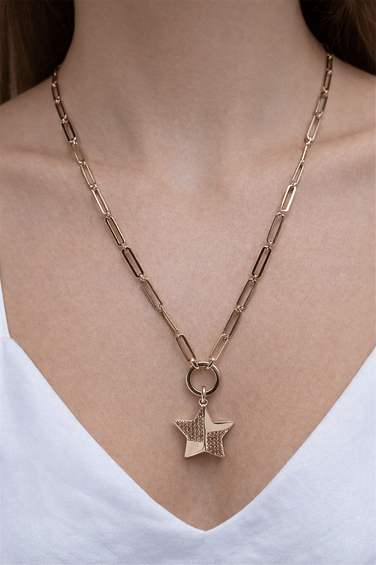 14 Ayar Gold K Ataç Model Yıldız Dilek Model Kolye 