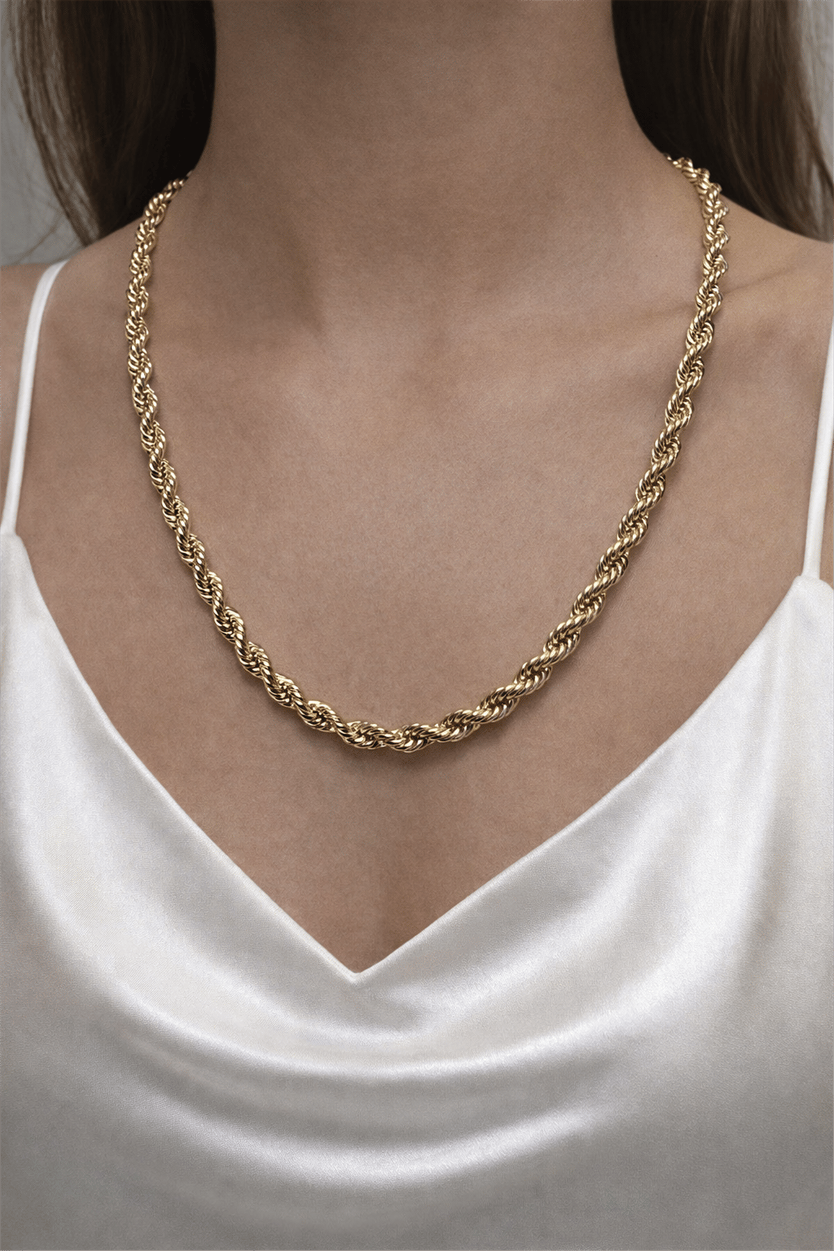 14 Ayar Gold K Halat Burgu Zincir Kalın 60 Cm Kolye 