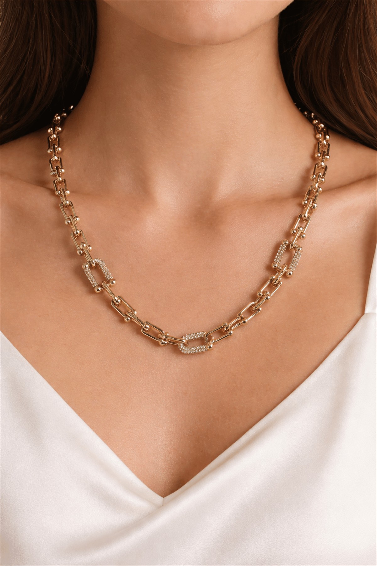 14 Ayar K Gold Zirkon Taş Tiffany Kolye 