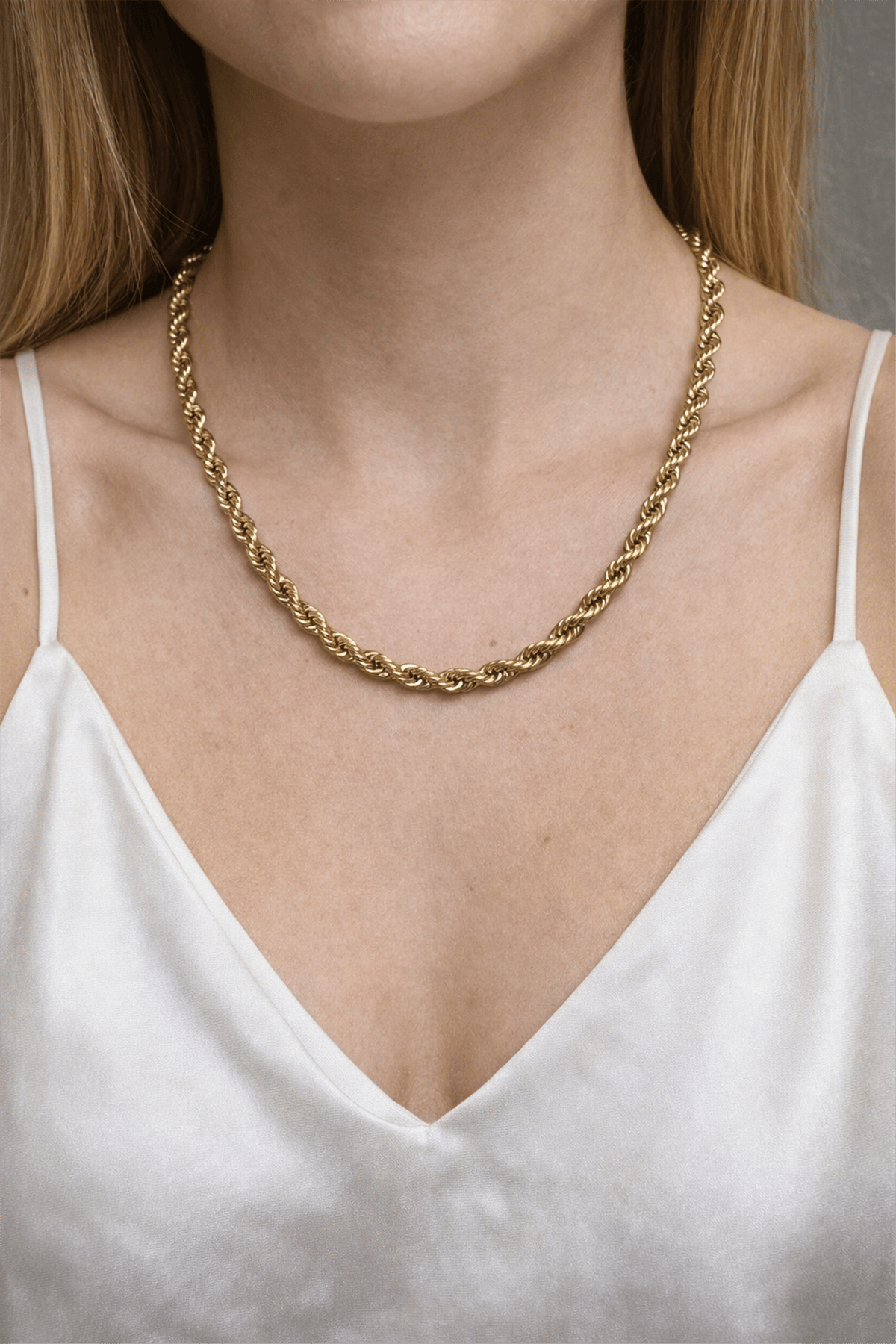 Çelik Gold 22 Kalın 60 Cm  Burku Model Zincir Kolye 