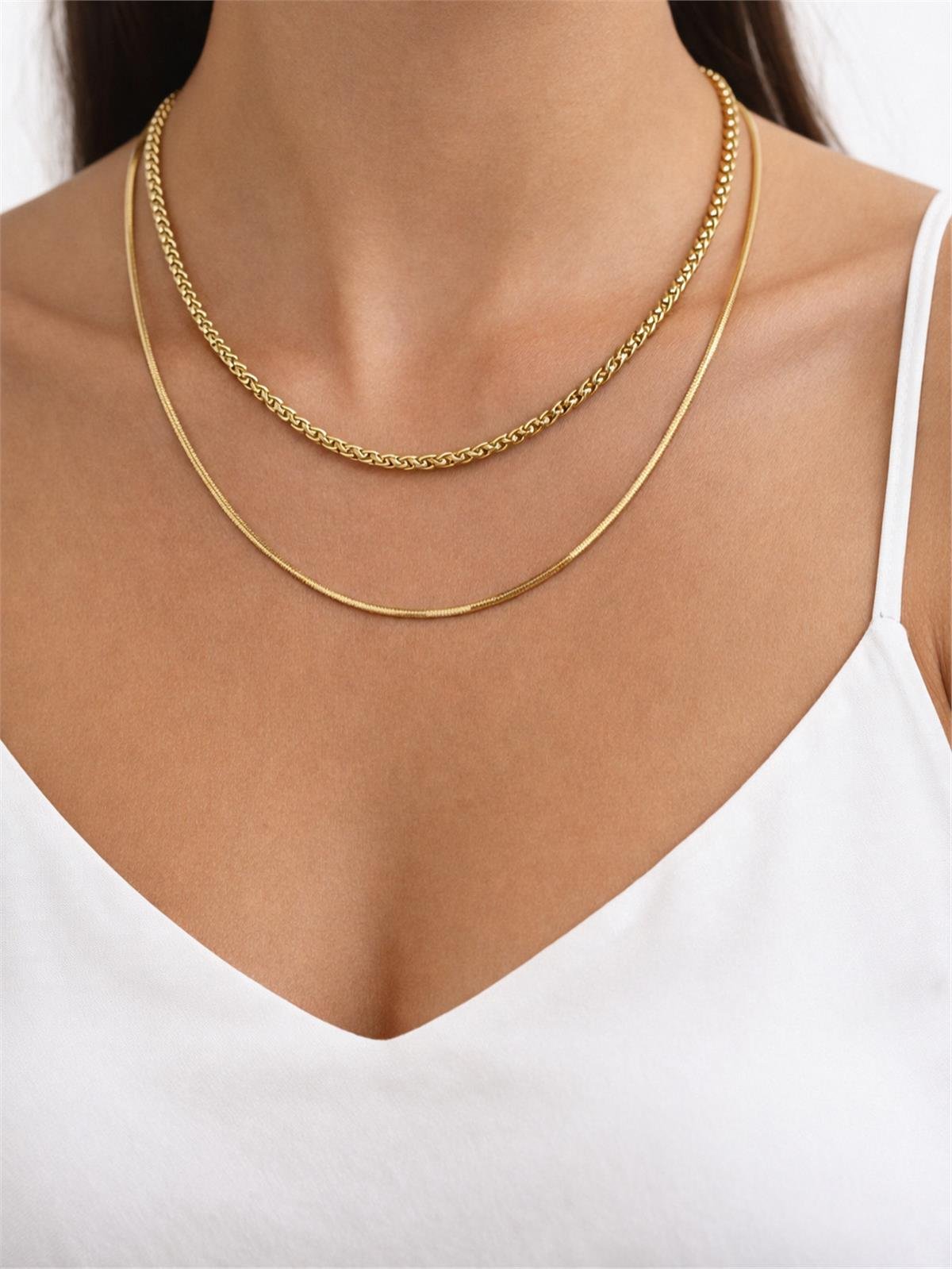 Çelik Gold 3 Lü Zincir Model Kolye 