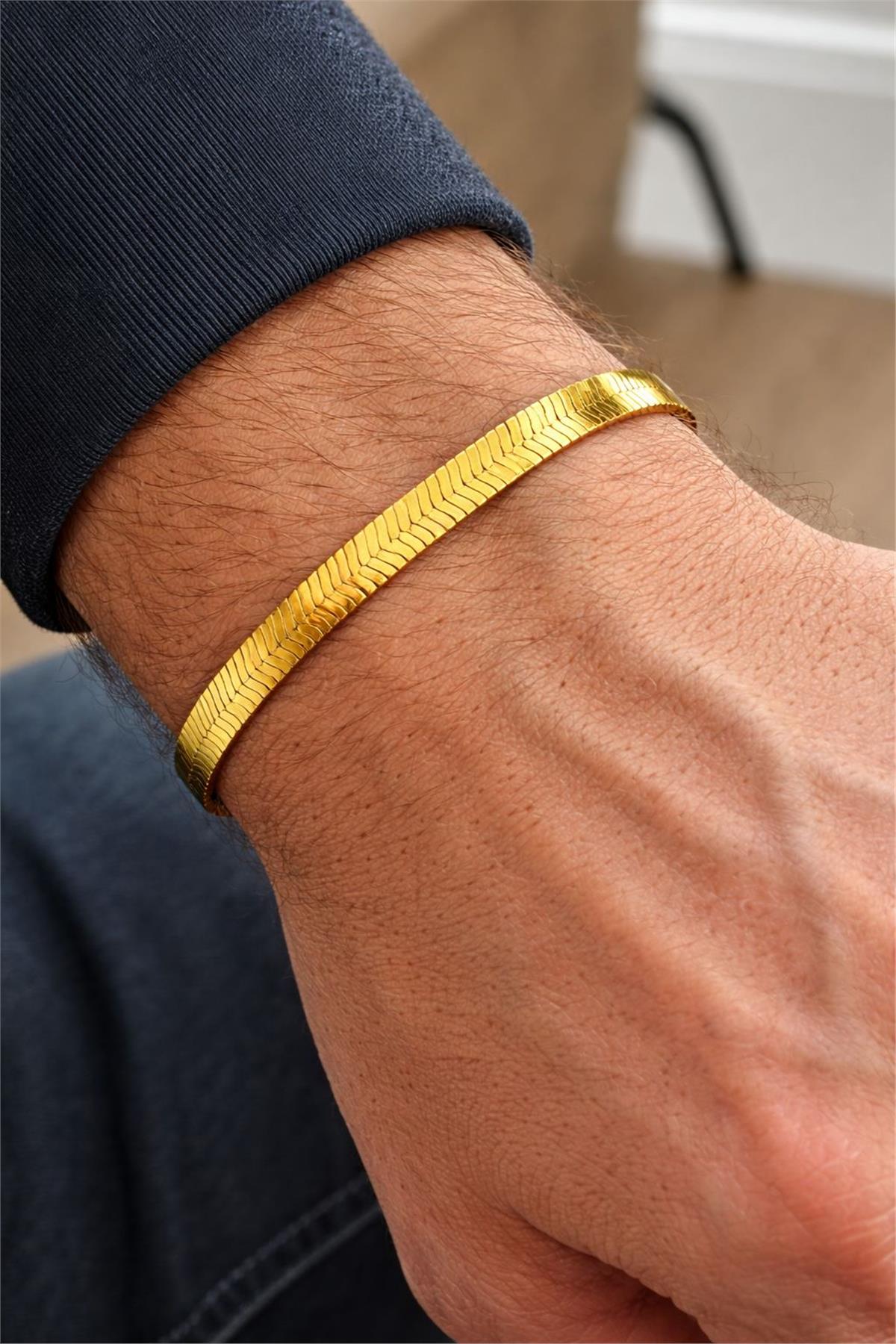 Çelik Gold  Balık Sırtı Bileklik 