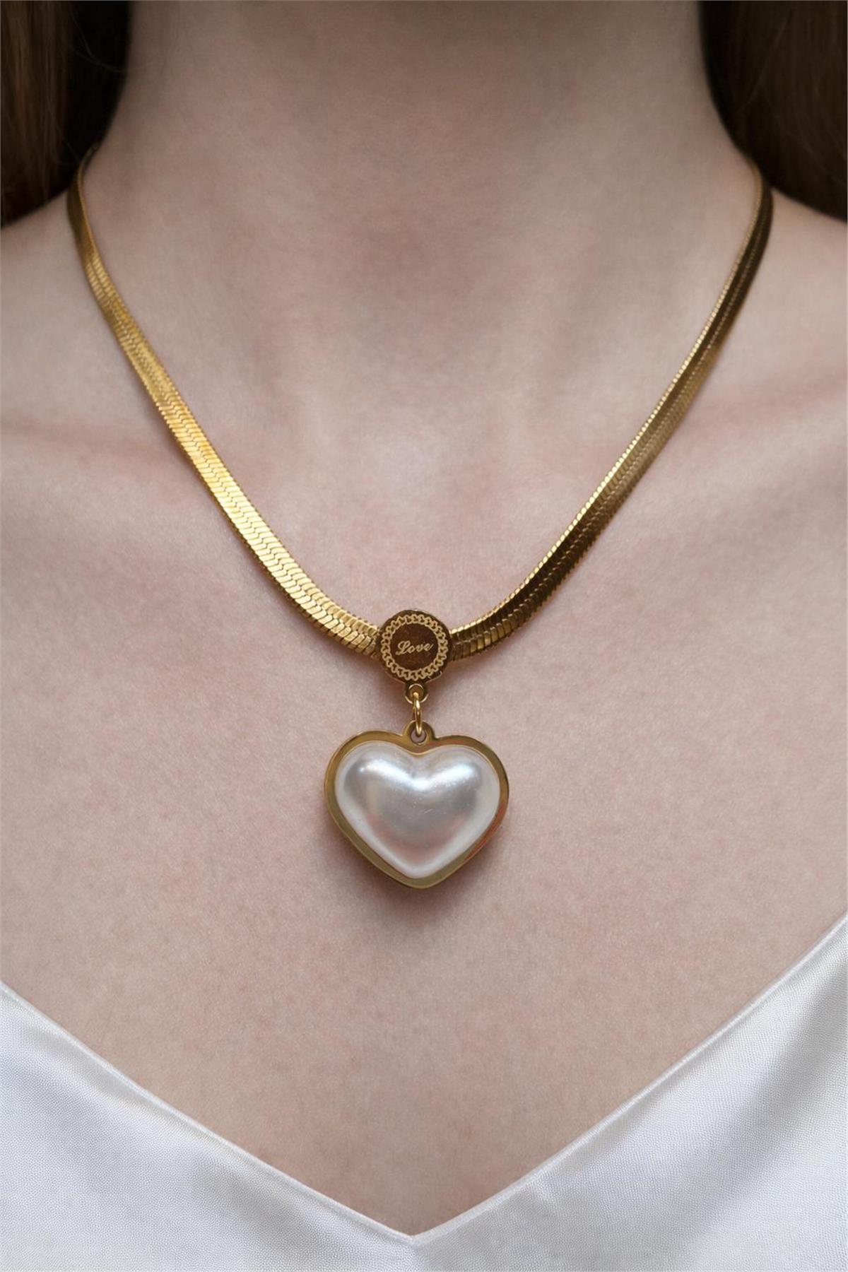 Çelik Gold Kalp İnçi  Model Küpe 