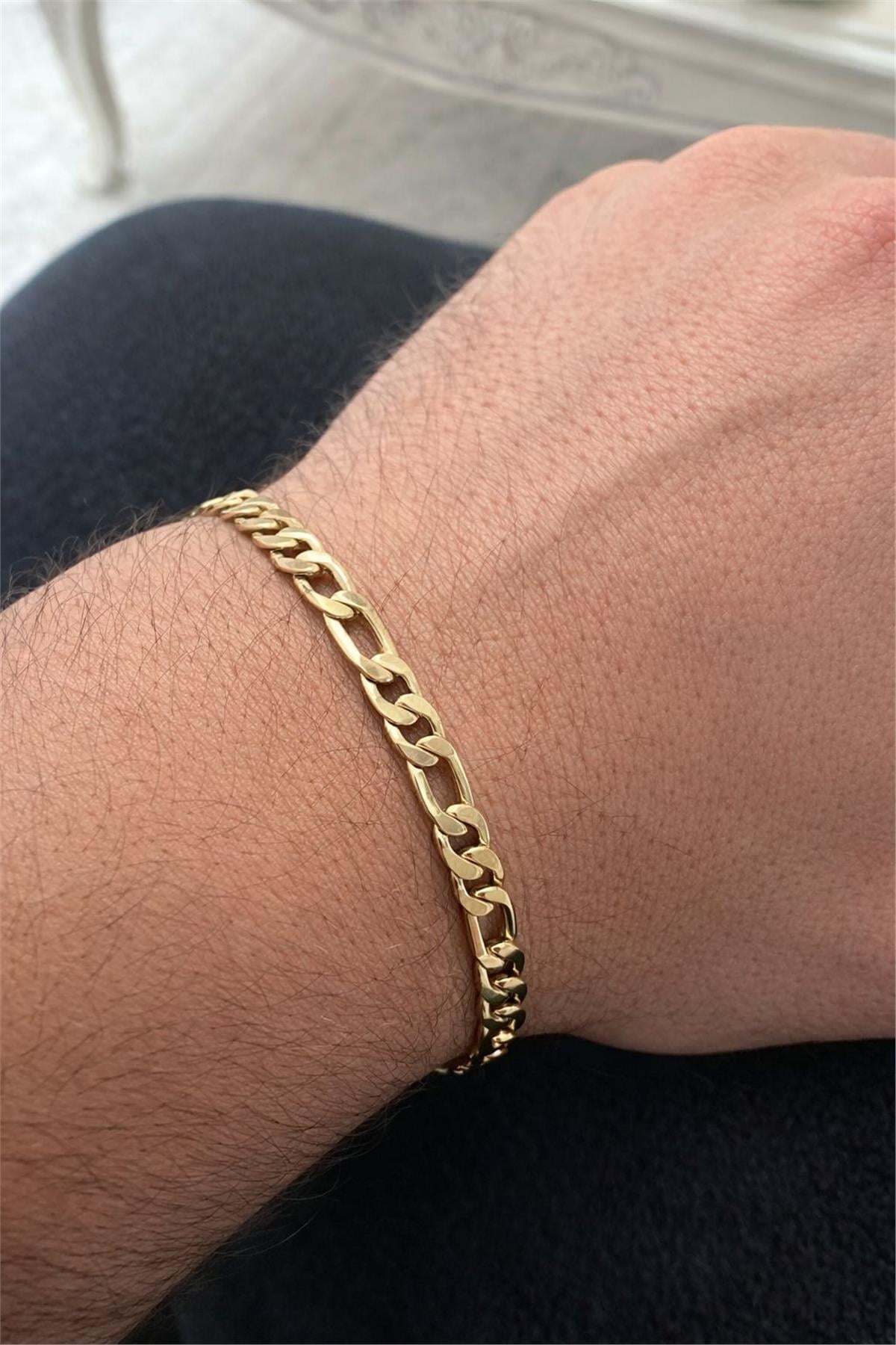 Çelik Gold Zincir Model Bileklik 