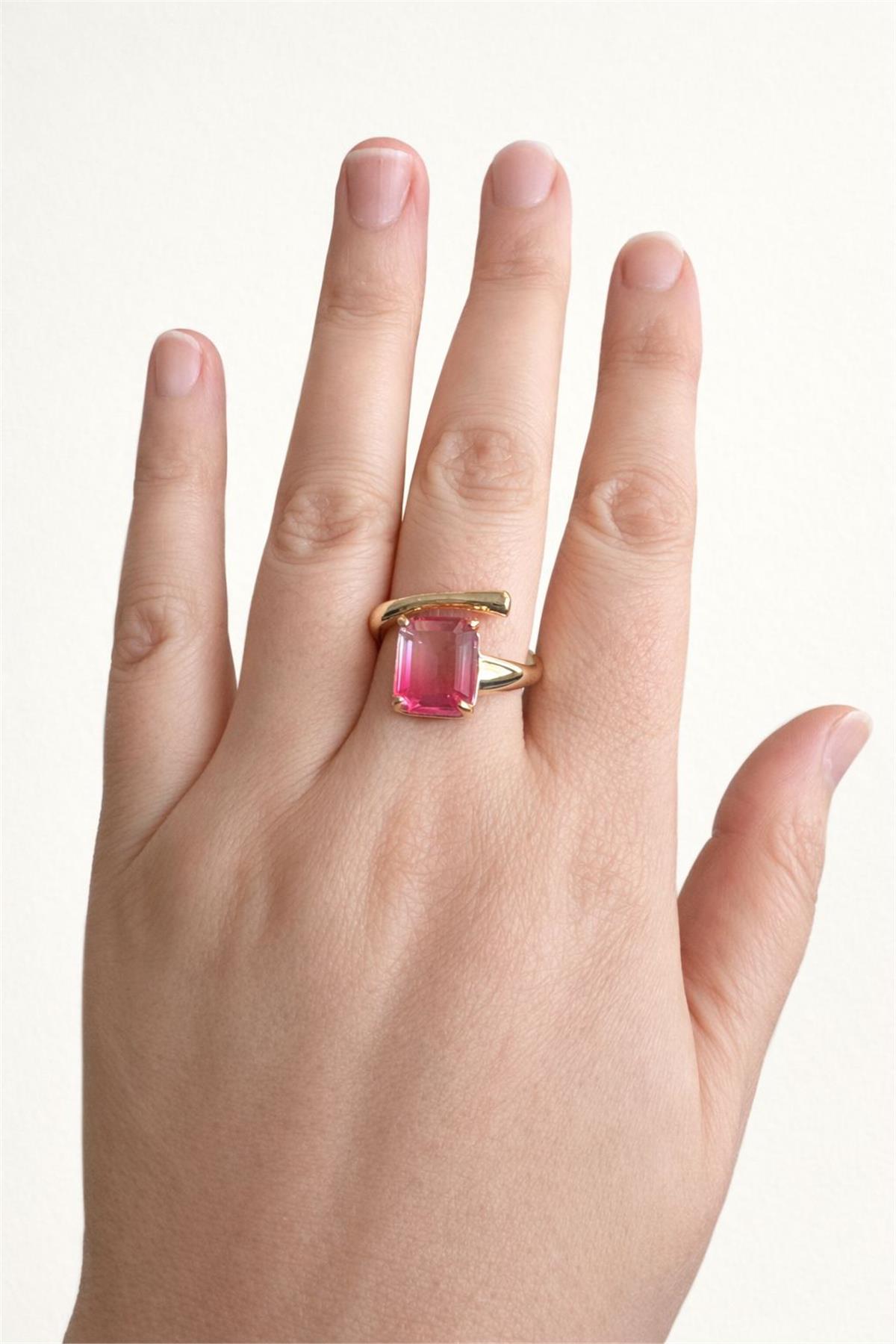 Gold Pembe Büyük Boy Yüzük 