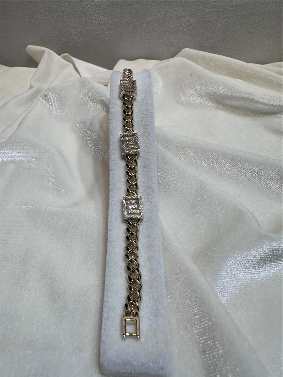 Gold Zirkon Taş İthal 14.K Versace  Bileklik 