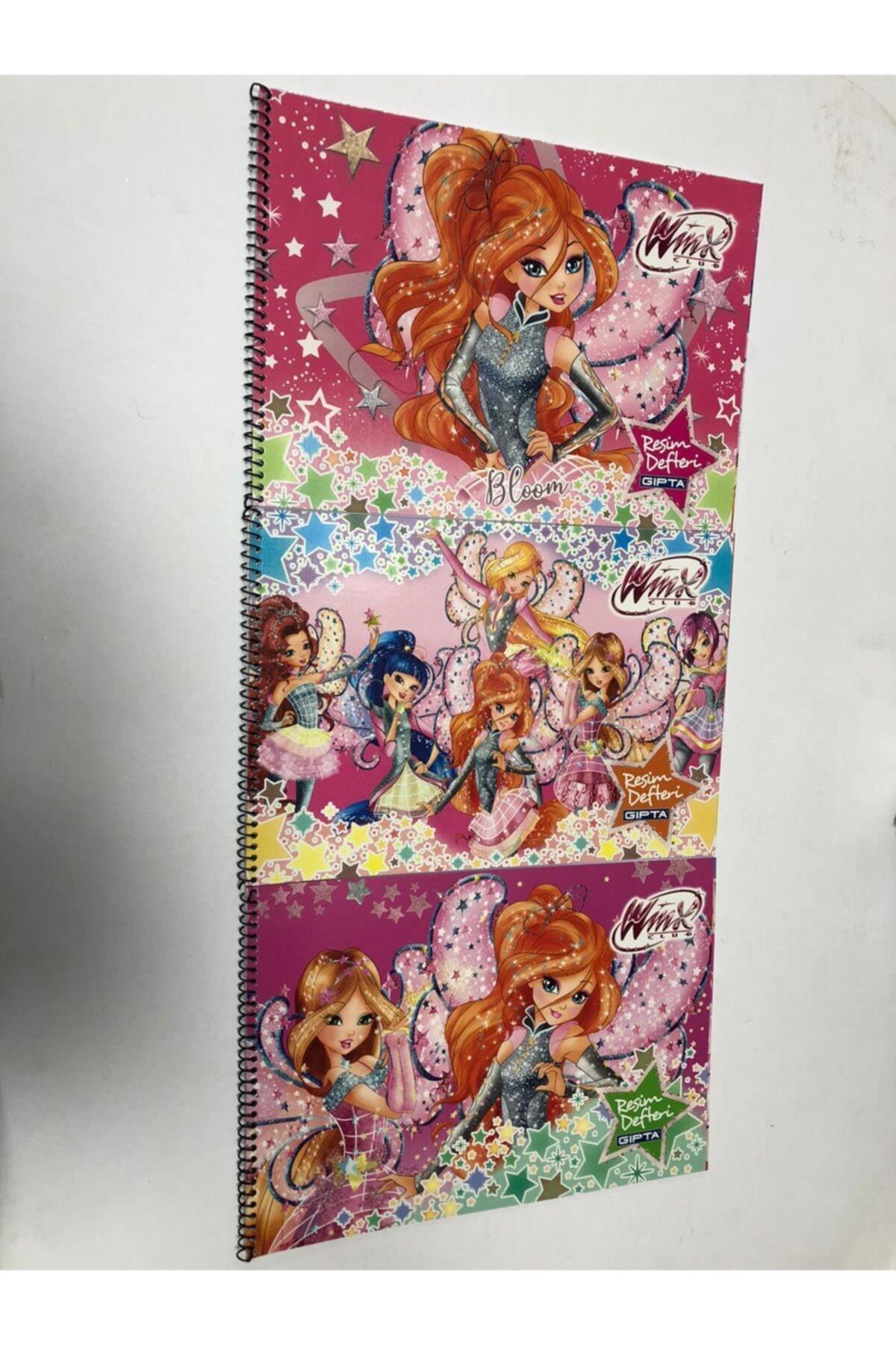 3 Adet Winx Lisanslı Spiralli Resim Defteri 25*35 Ebatında 15 Yaprak