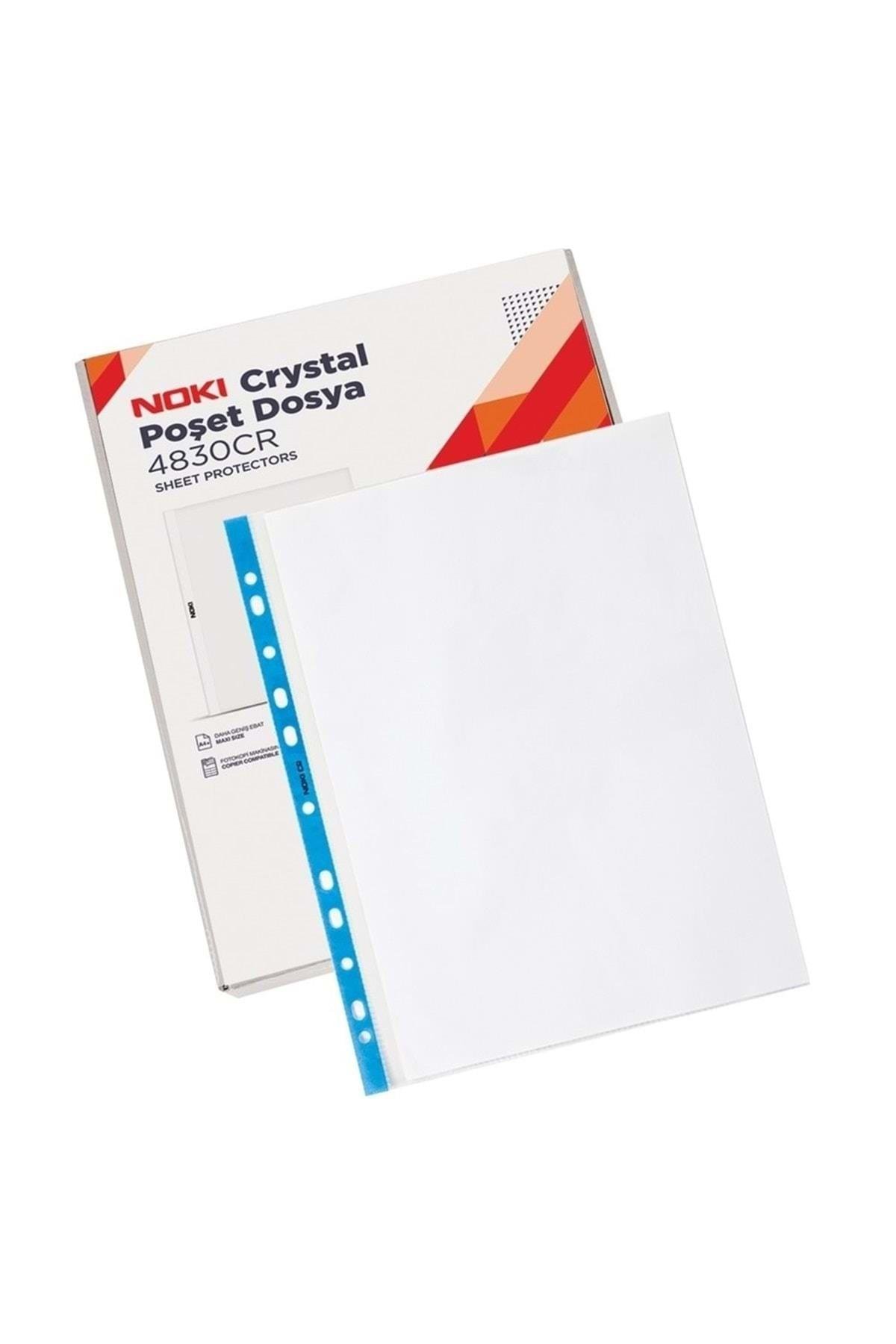4830CR Poşet Dosya Cristal Mavi Şeritli A4 90 Mikron - 100 Adet