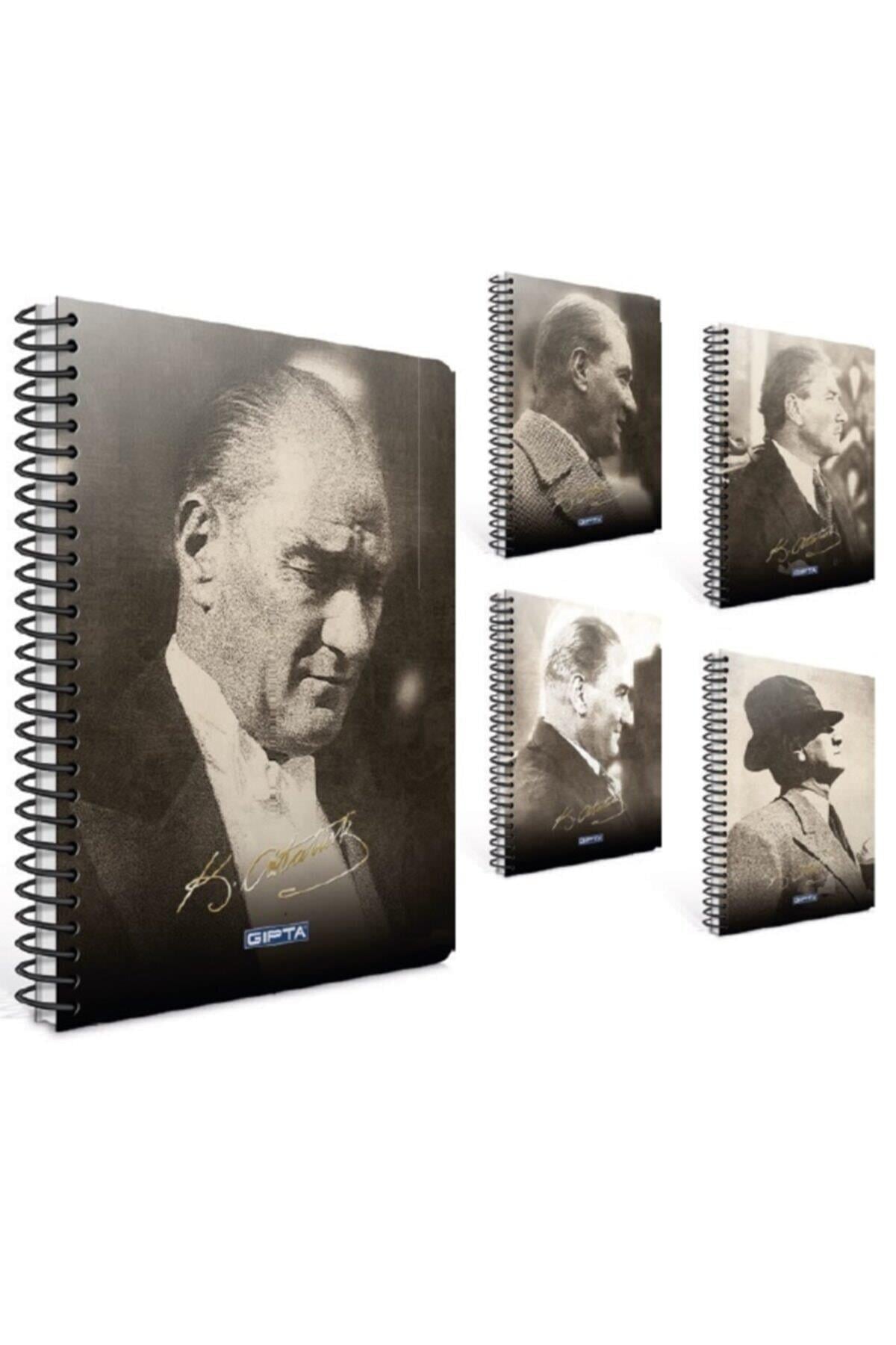 Atatürk Spiral Karton Kapaklı Defter (a4)-100 Yaprak ( Kareli )