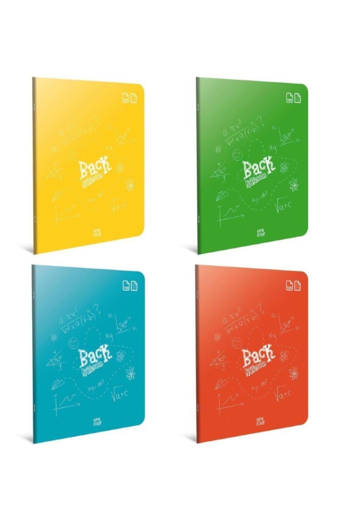 Back A4 100 Yaprak Plastik Kapak Dikişli Defter 2 Kareli + 2 Çizgili