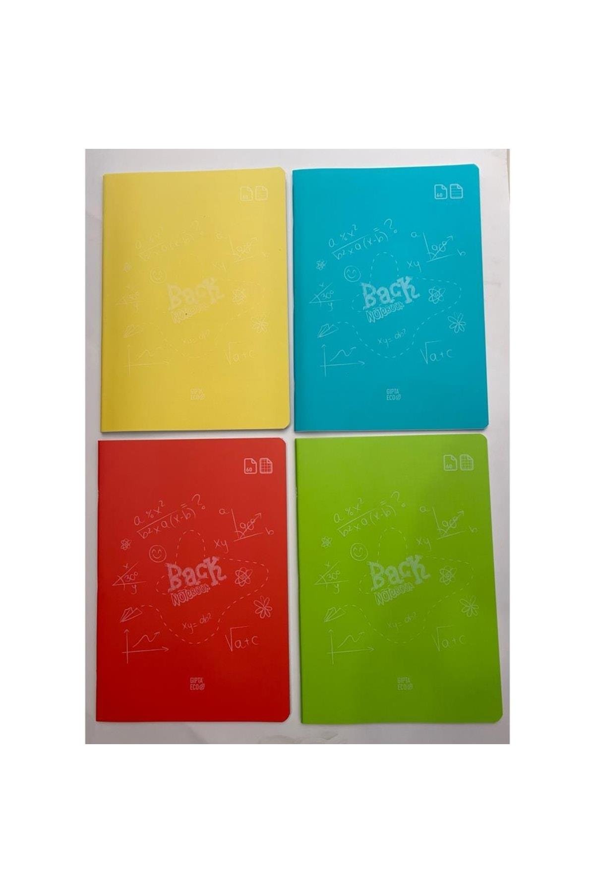 Back A4 Defter Plastik Kapak Tel Dikişli 60 Yaprak 2 Çizgili + 2 Kareli ( 4 Adet )