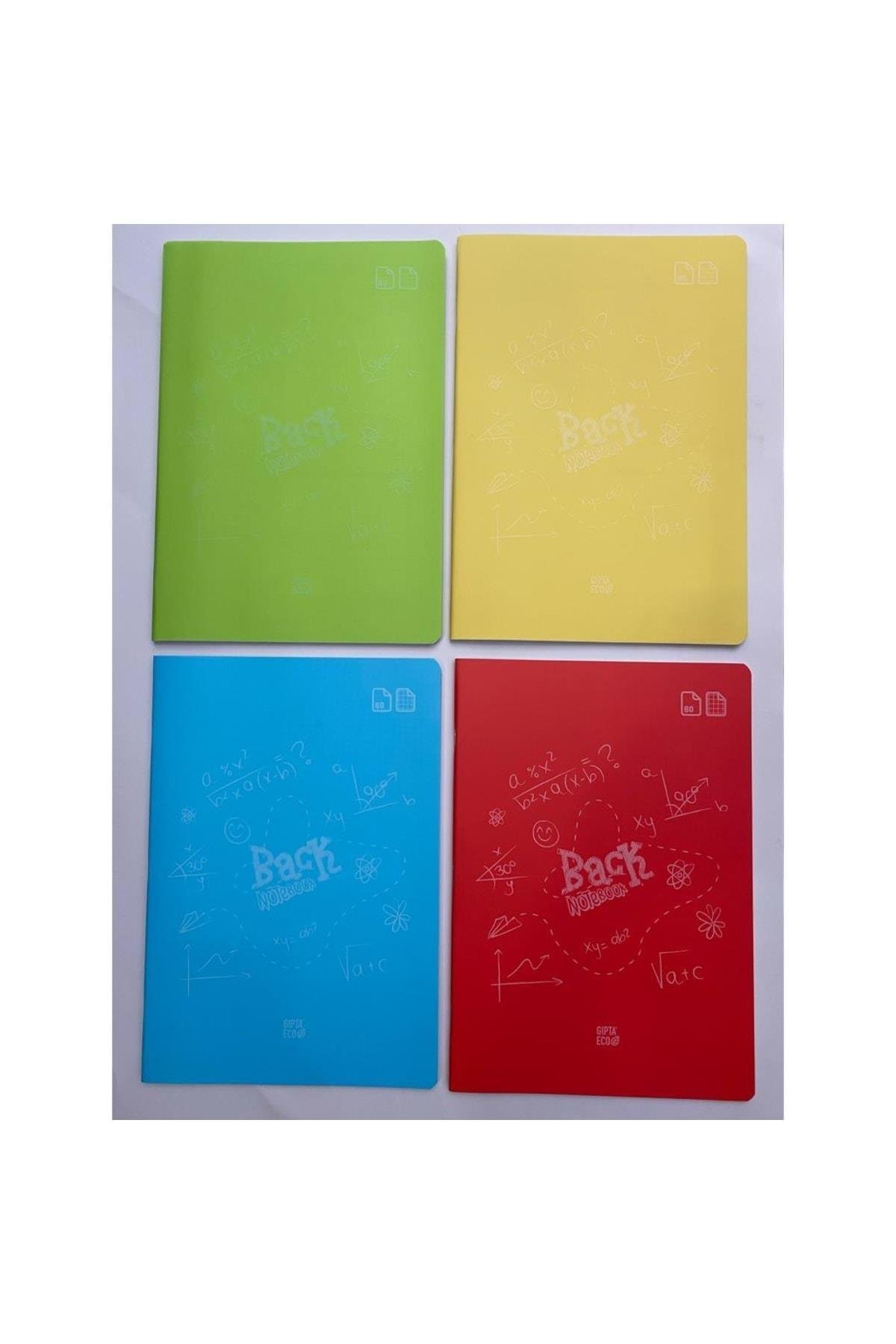 Back A4 Defter Plastik Kapak Tel Dikişli 80 Yaprak 2 Çizgili +2 Kareli ( 4 Adet )