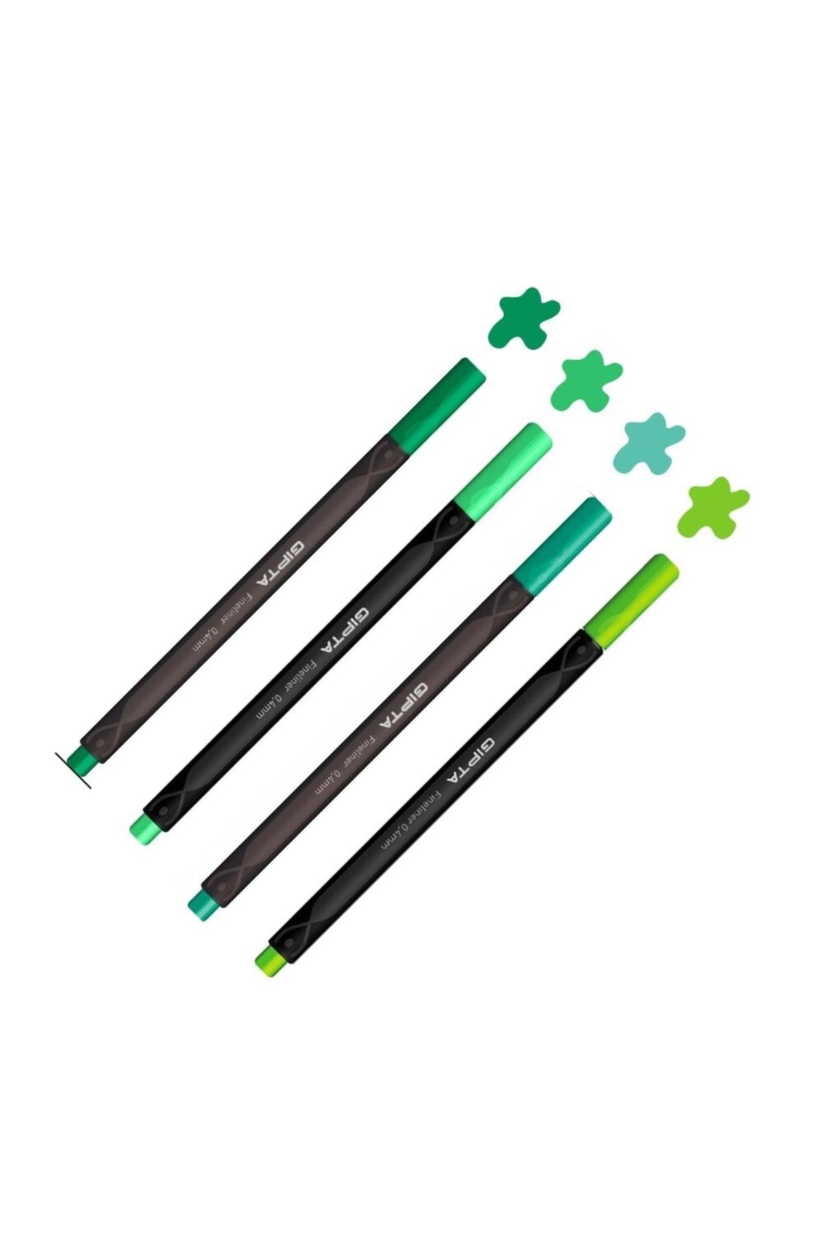 Fineliner Yeşil Renkler Seti 0.4 Üçgen