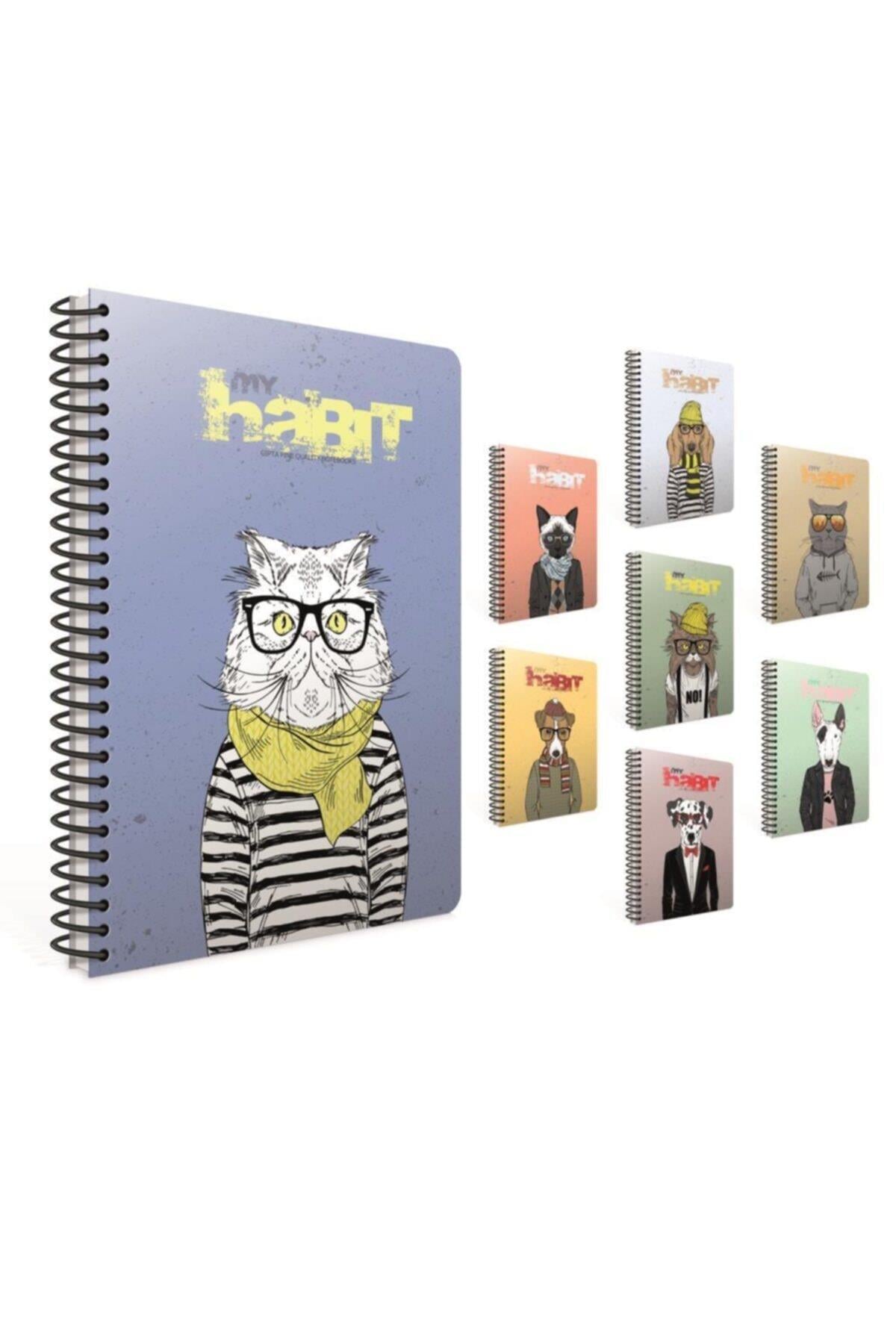 Habit A4 Spiralli Karton Kapak Defter 80 Yaprak Kareli (4 Lü Paket) 4393
