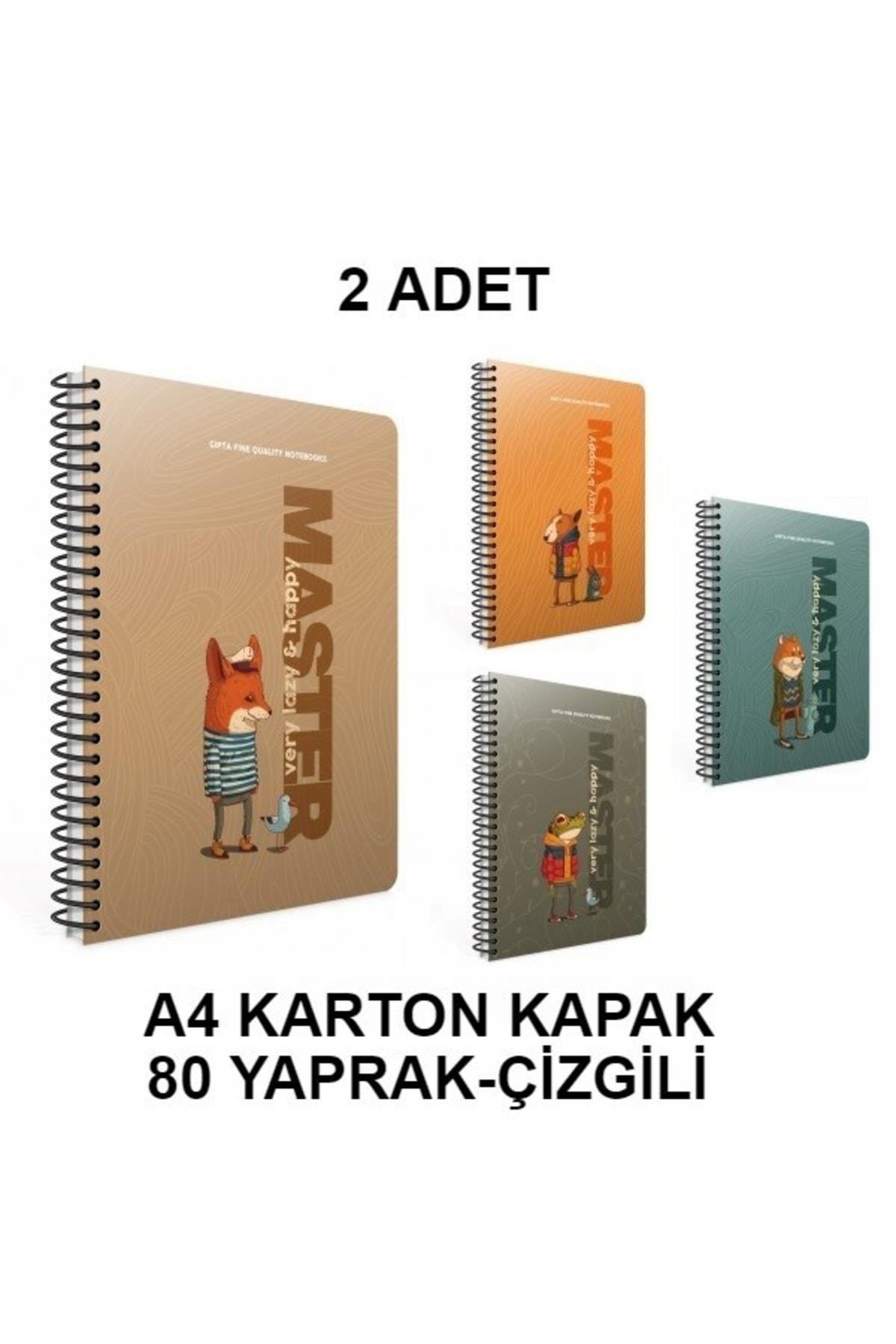 Lazy Master Spiralli Karton Kapak Defter A4 80 Yaprak Çizgili (2 Adet)