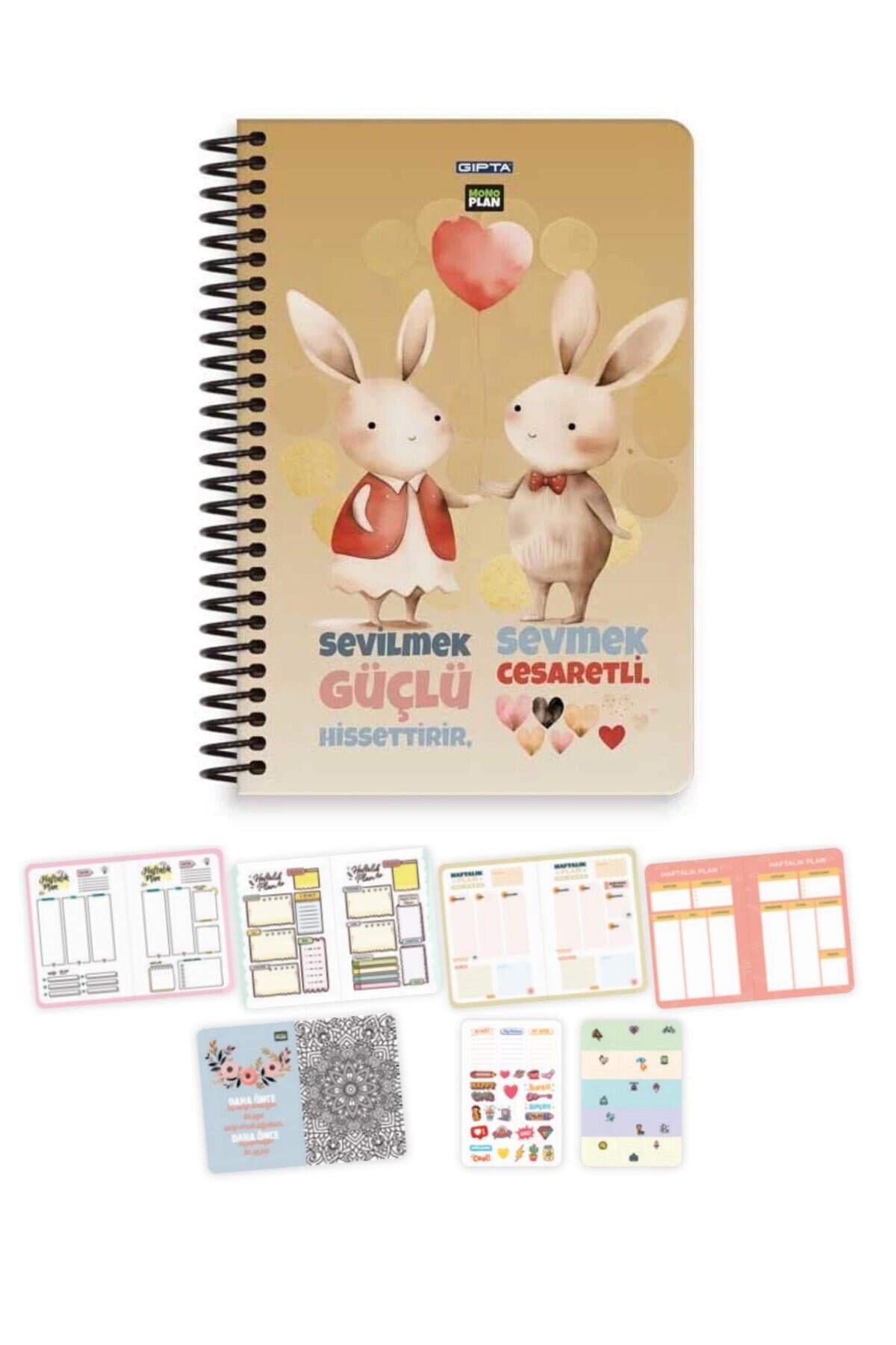 Mono Plan Spiralli Sevilmek Sevmek Sert Kapak 96 Yaprak 17*24 Haftalık Planlayıcı