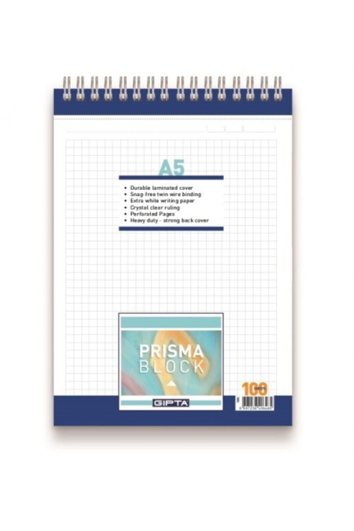Prisma A5 Spiralli Karton Kapak Bloknot (not Defteri) 100 Yaprak Çizgisiz (6 Lı Paket) 1296