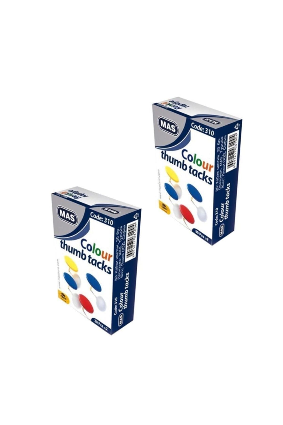 Renkli Raptiye 30'lu ( Pvc Kaplı ) 2 Paket