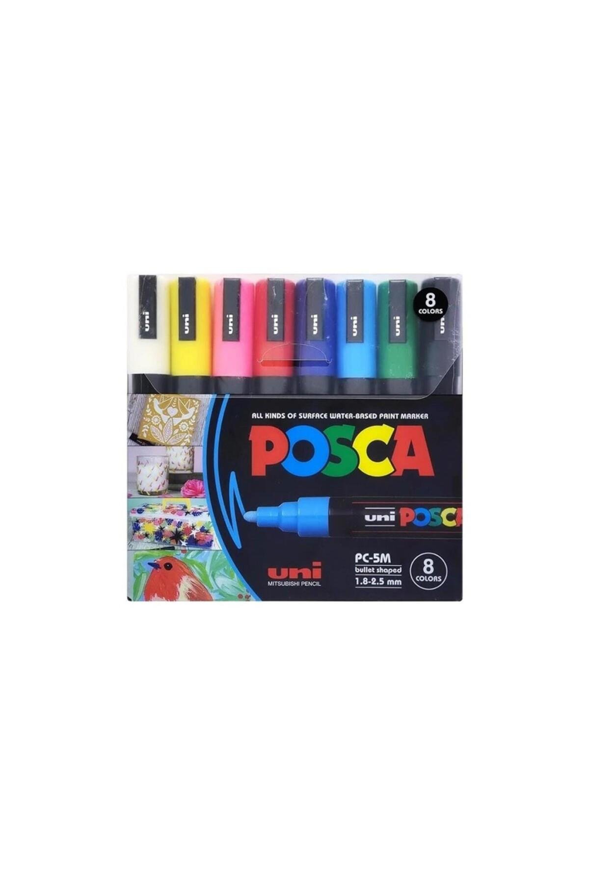 Uni Poster Markörü Posca Set PC-5M/BC SC Ana Renkler 8 li